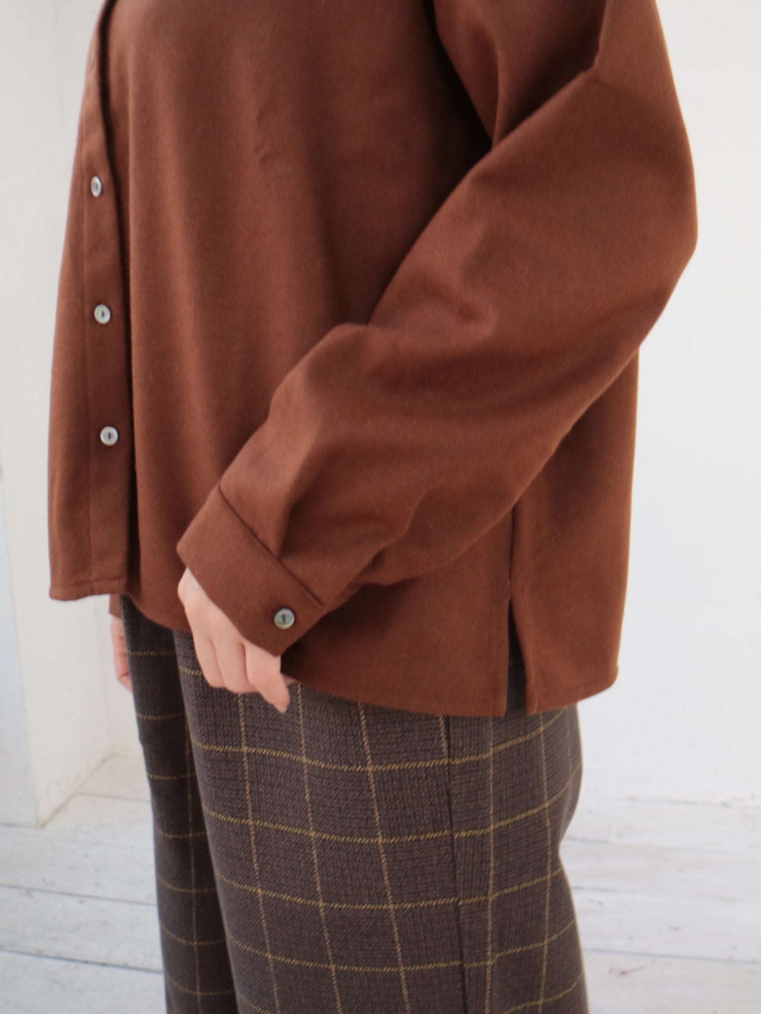 ブラウン ギャザースリーブプチハイネックニットワンピースsdpxyf6565 ブラウン