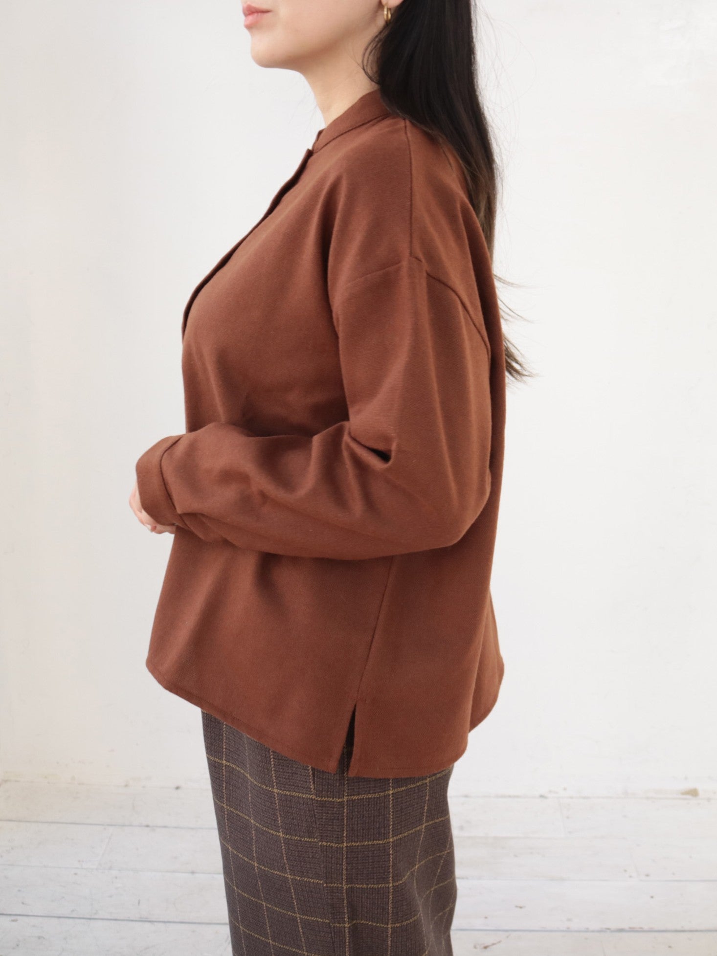 YARRA　CORDUR×OXFORDシャツ（WEB限定カラー：ブラウン）YR-1553-265