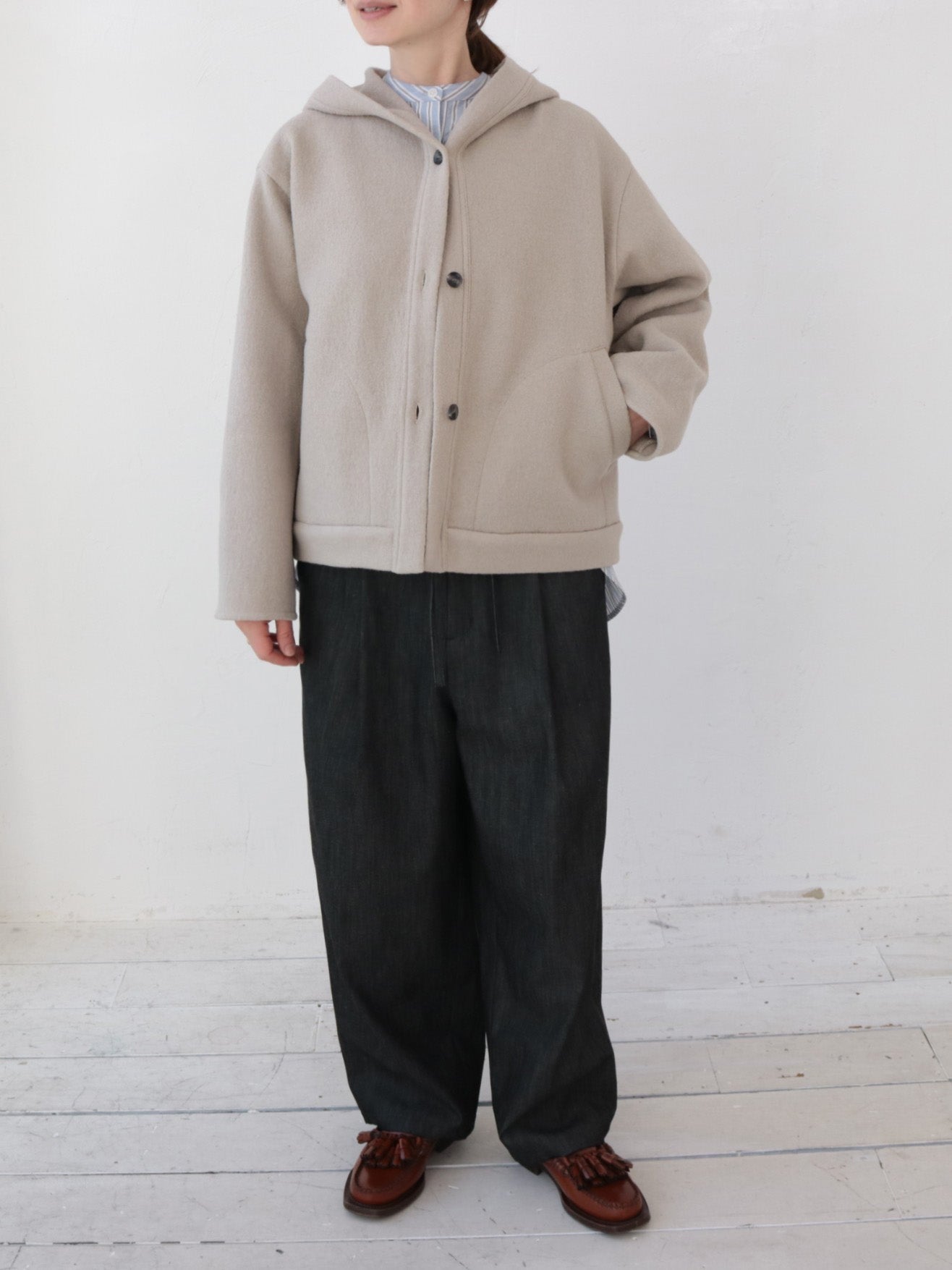 doux bleu　ウール フーテッドジャケット　DB-2547-035