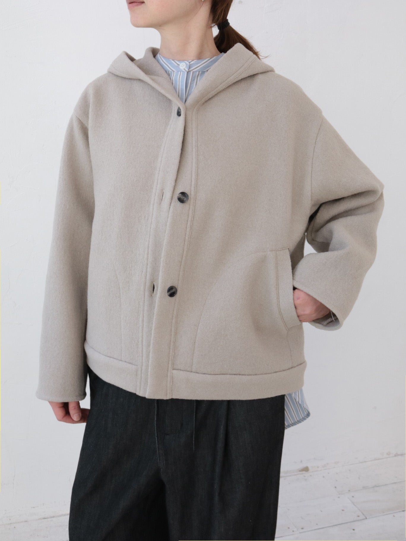 doux bleu　ウール フーテッドジャケット　DB-2547-035