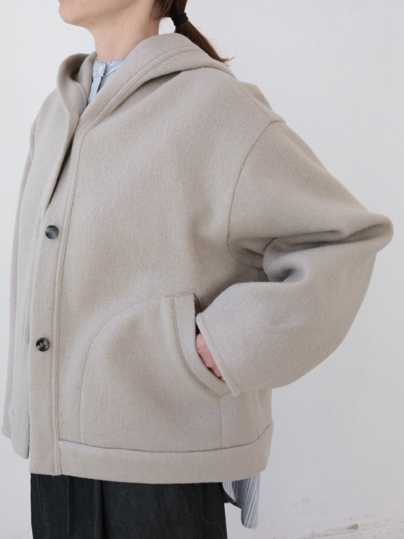doux bleu　ウール フーテッドジャケット　DB-2547-035