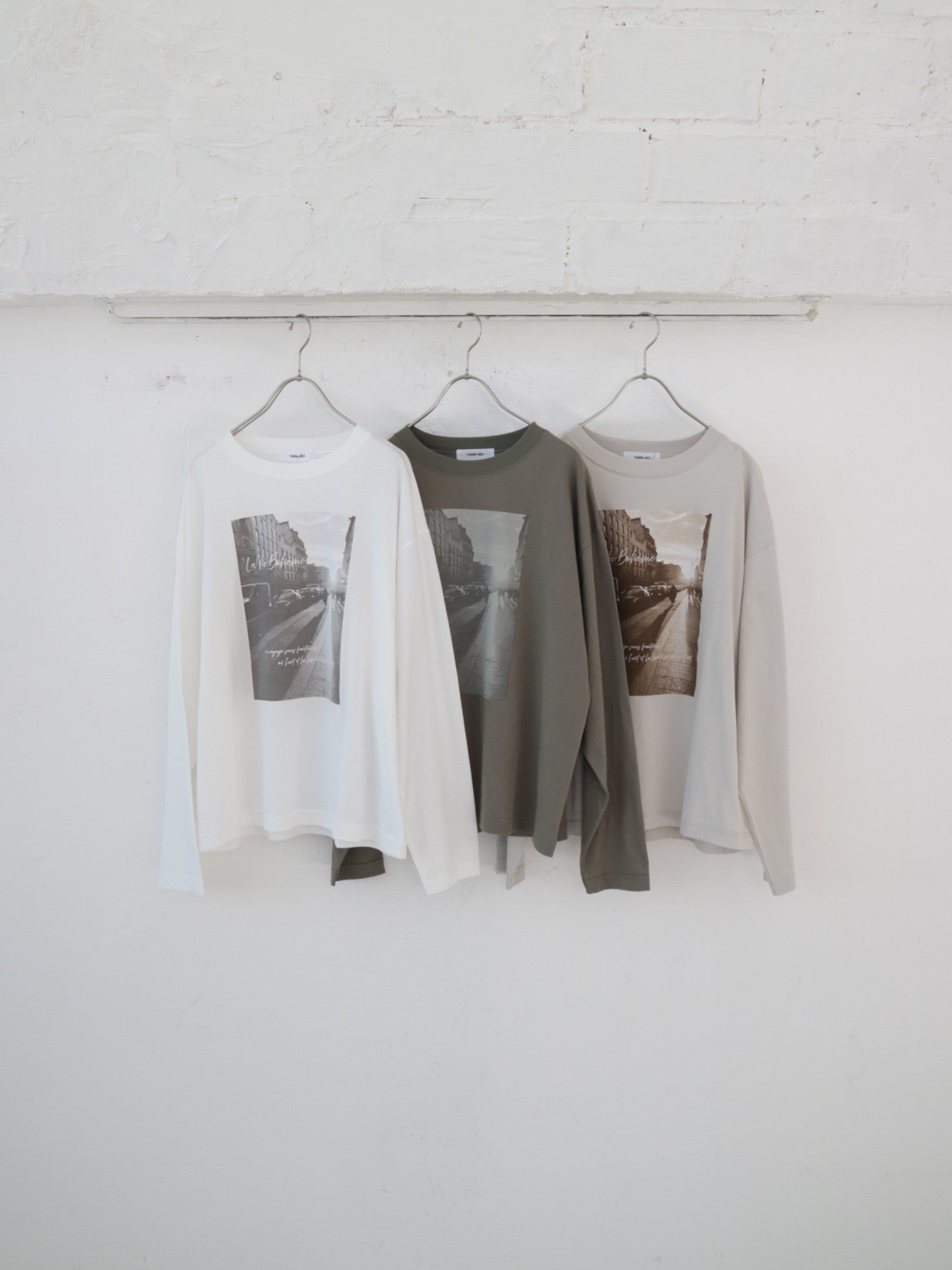 YARRA NEU　eveningフォトプリントロングTシャツ　NU-5641-402