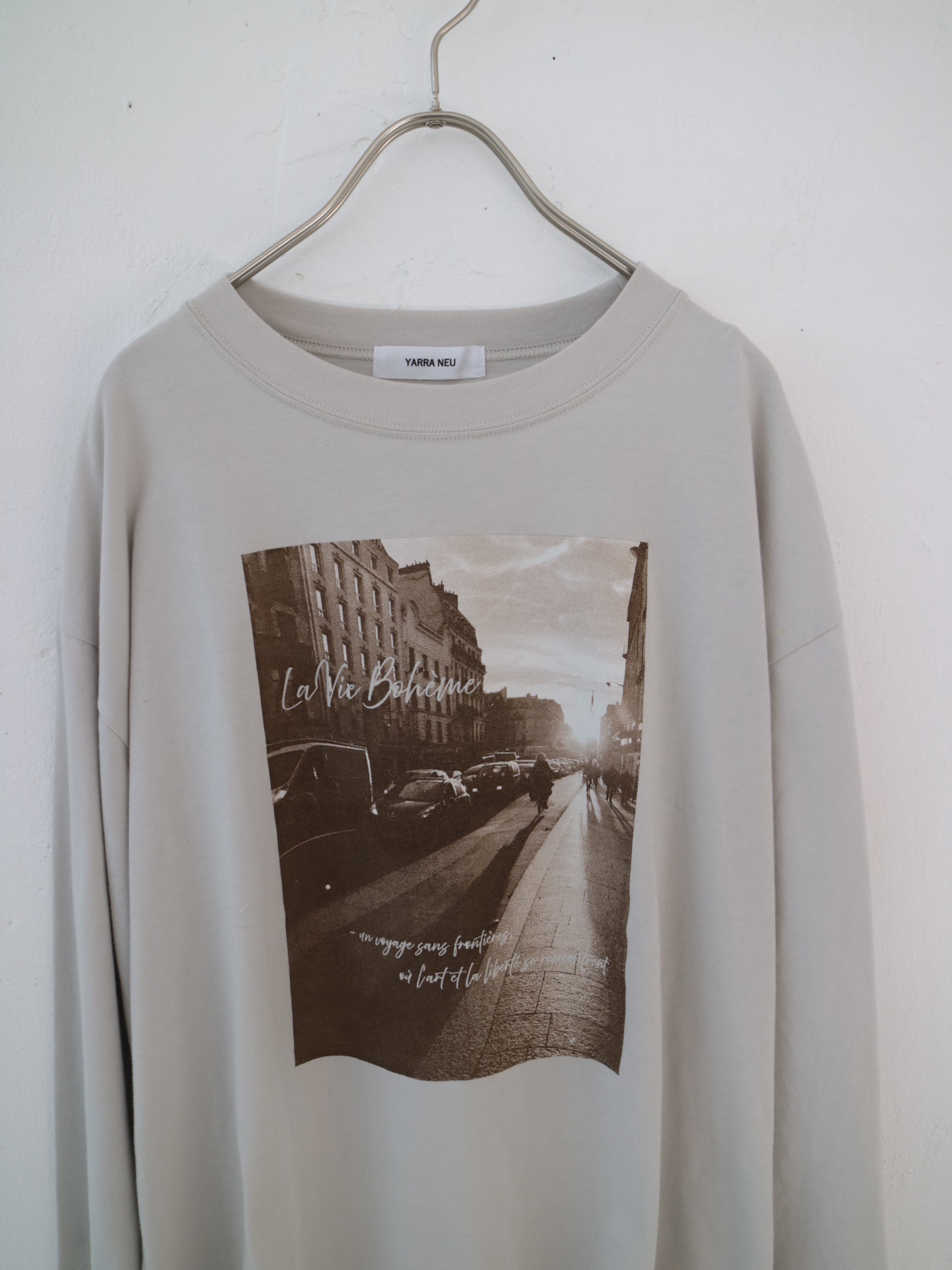 YARRA NEU　eveningフォトプリントロングTシャツ　NU-5641-402