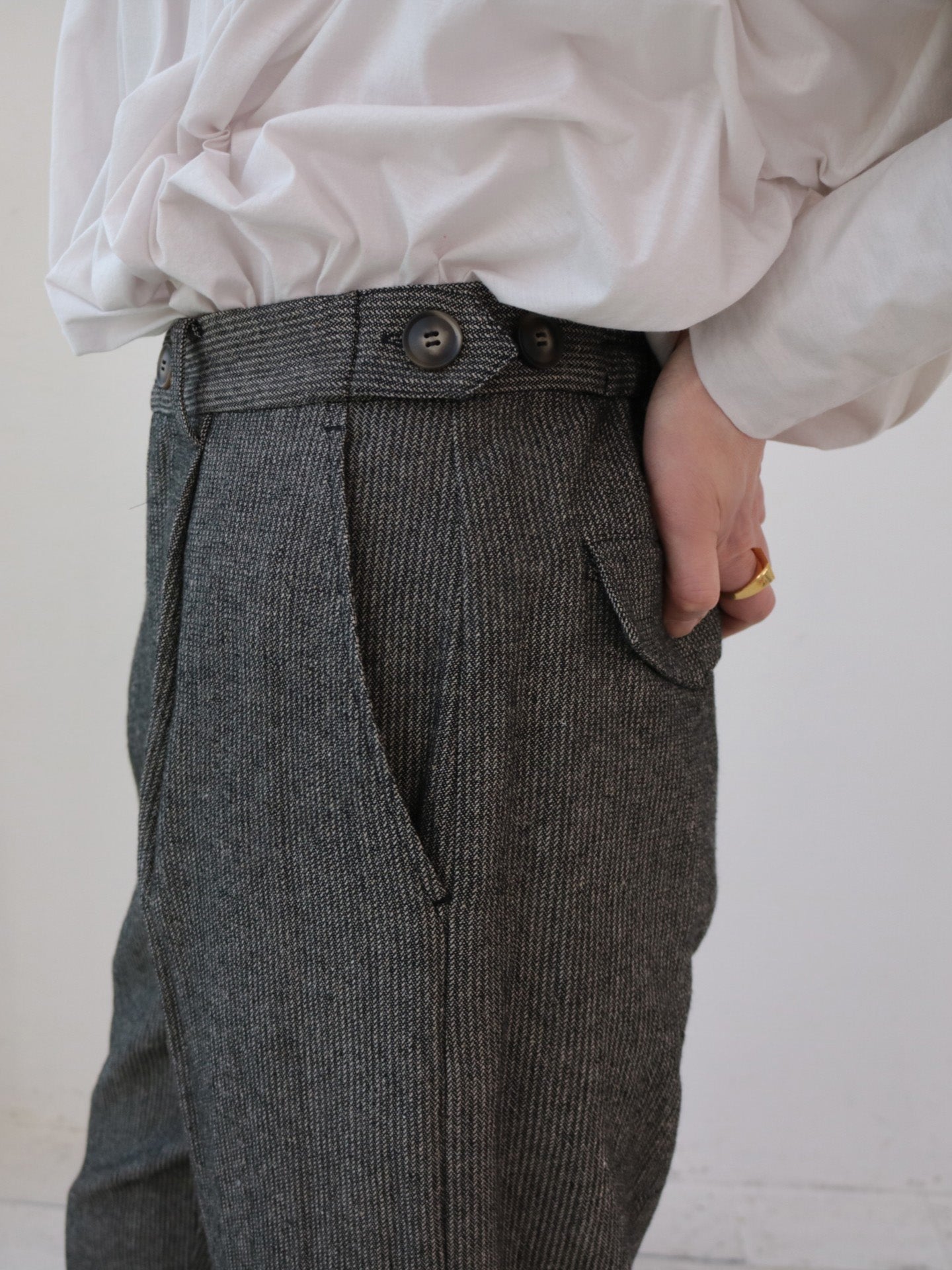 doux bleu リネンレーヨン ストライプパンツ DB-2545-015