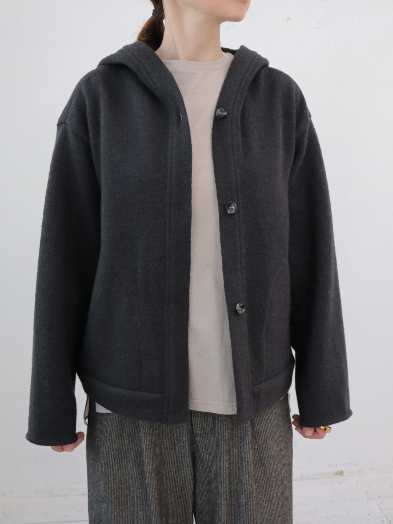 doux bleu　ウール フーテッドジャケット　DB-2547-035
