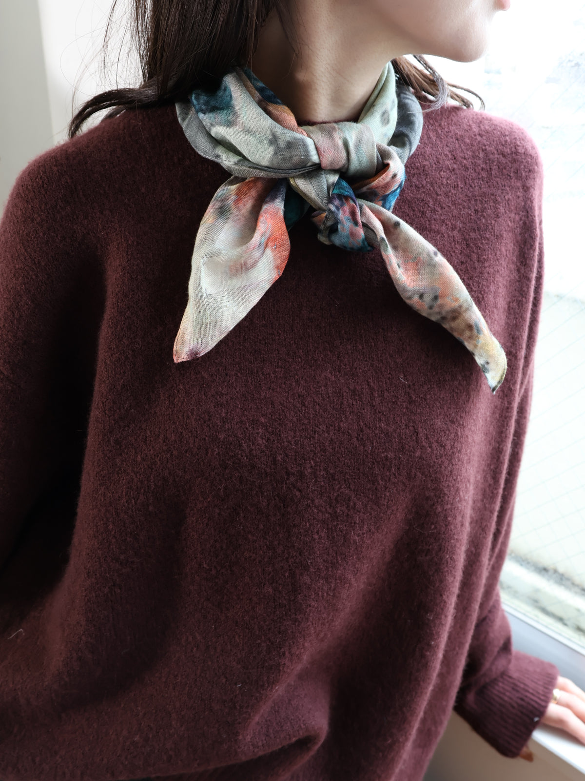 INDIA モダールリネンプリントスカーフ