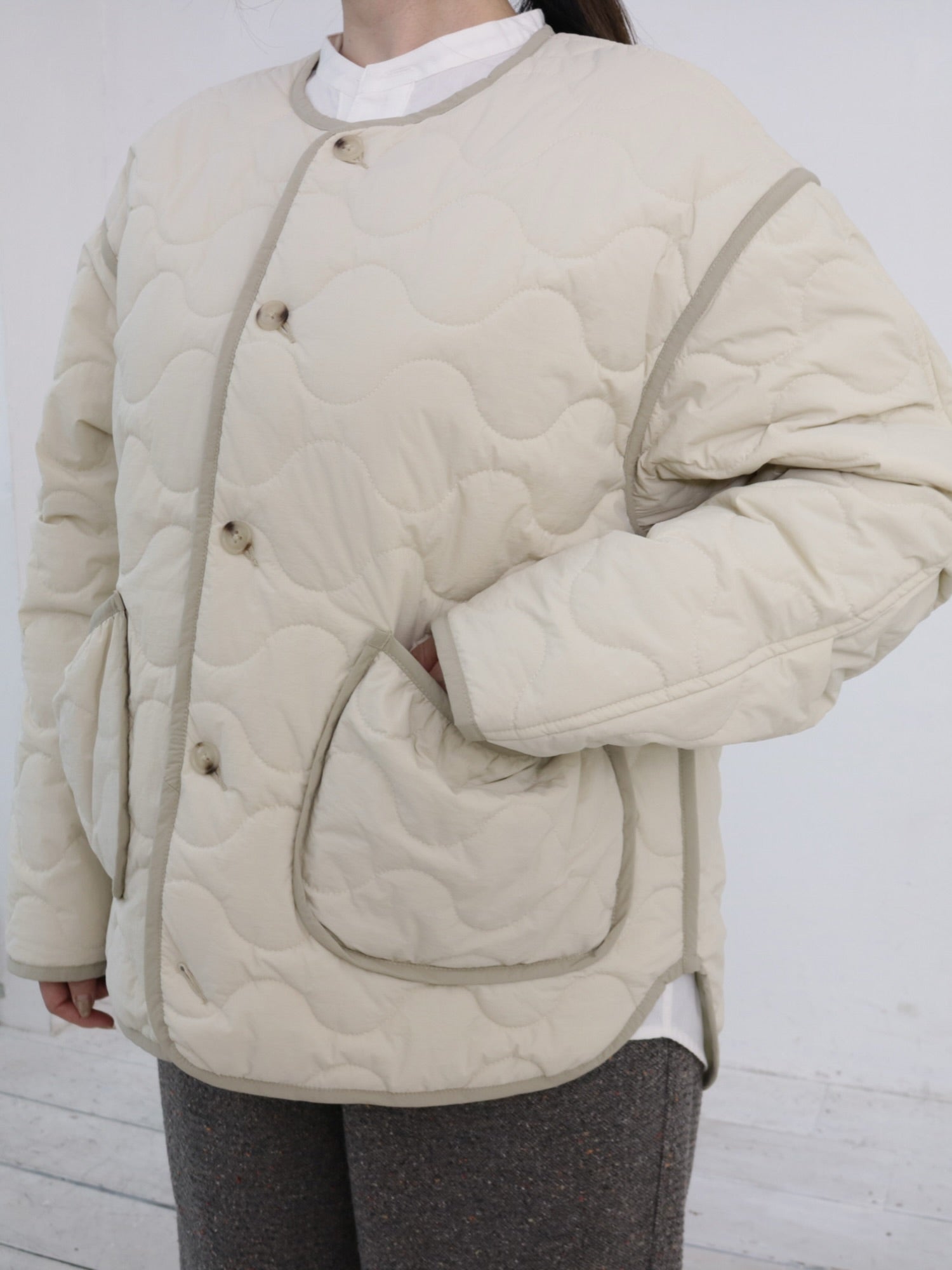 YARRA NEU　sorona中綿配色キルティングジャンパー　NU-5557-427