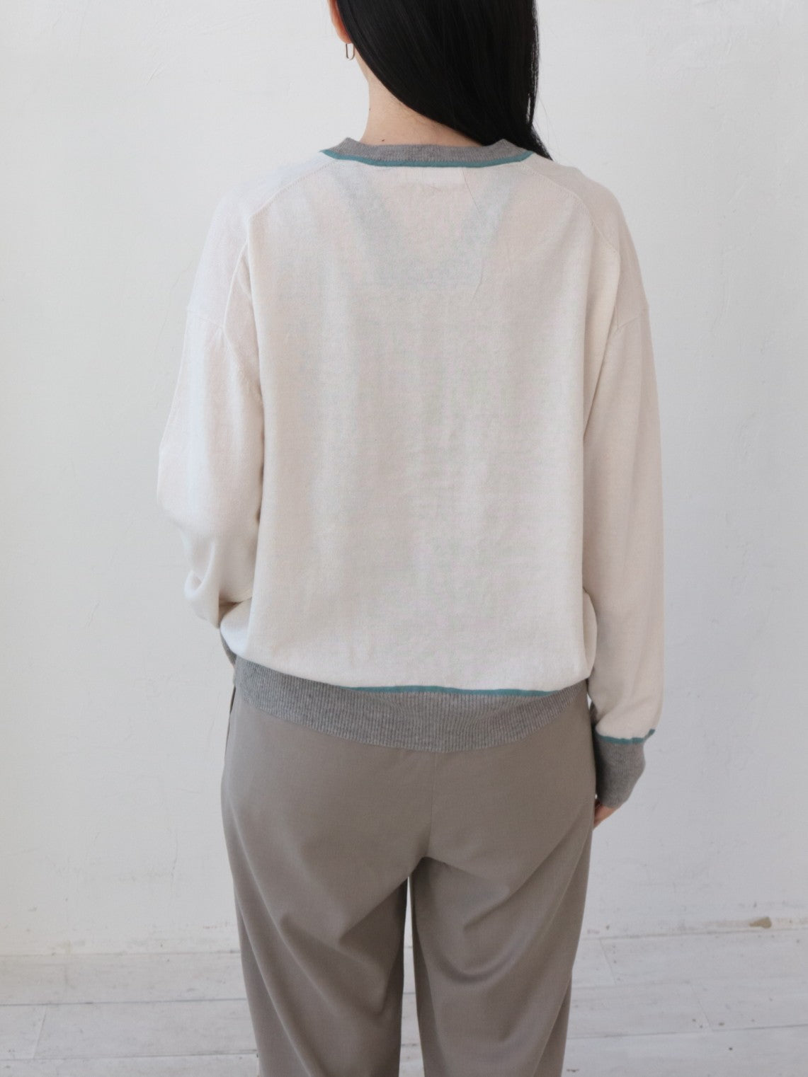 YARRA NEU　ウール混カラーコンビニットカーデ　NU-5642-407