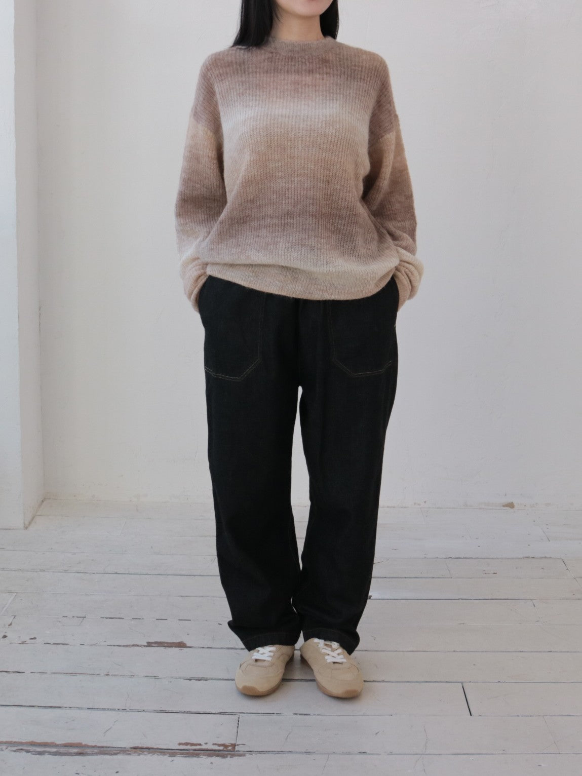 YARRA NEU　アルパカ混MIXグラデーションニットプルオーバー　NU-5642-411