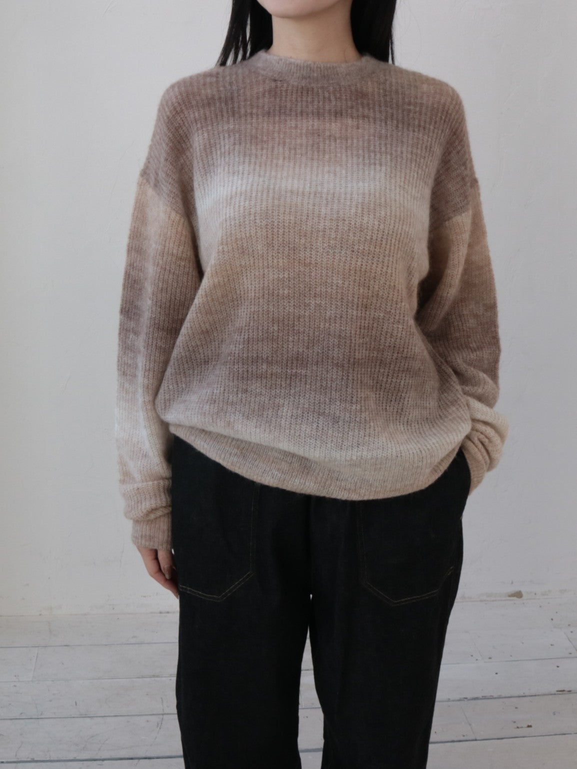 YARRA NEU　アルパカ混MIXグラデーションニットプルオーバー　NU-5642-411