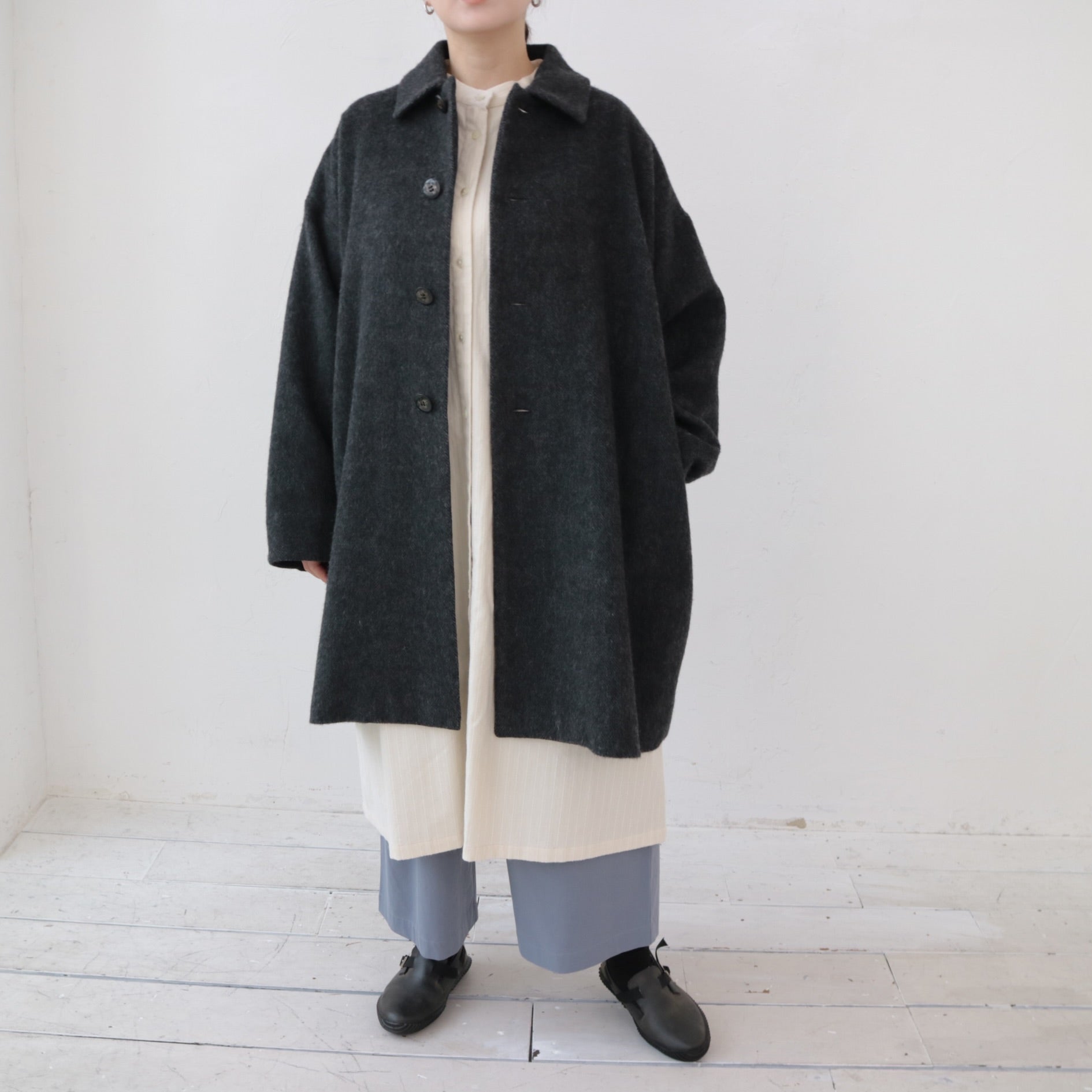 YARRA エコウールミドル丈コート YR-1557-283