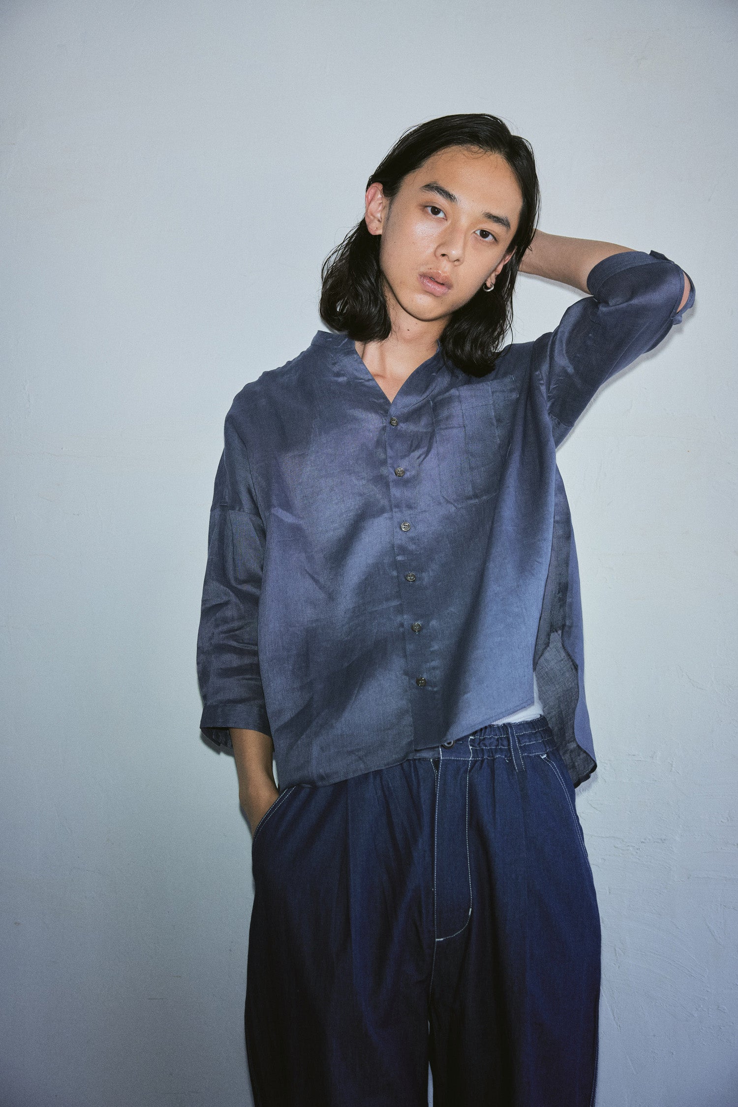 【ゆきふいるむ/yukiさん着用アイテム】YARRA NEU　スキッパーリネン７分袖シャツ　NU-5623-441