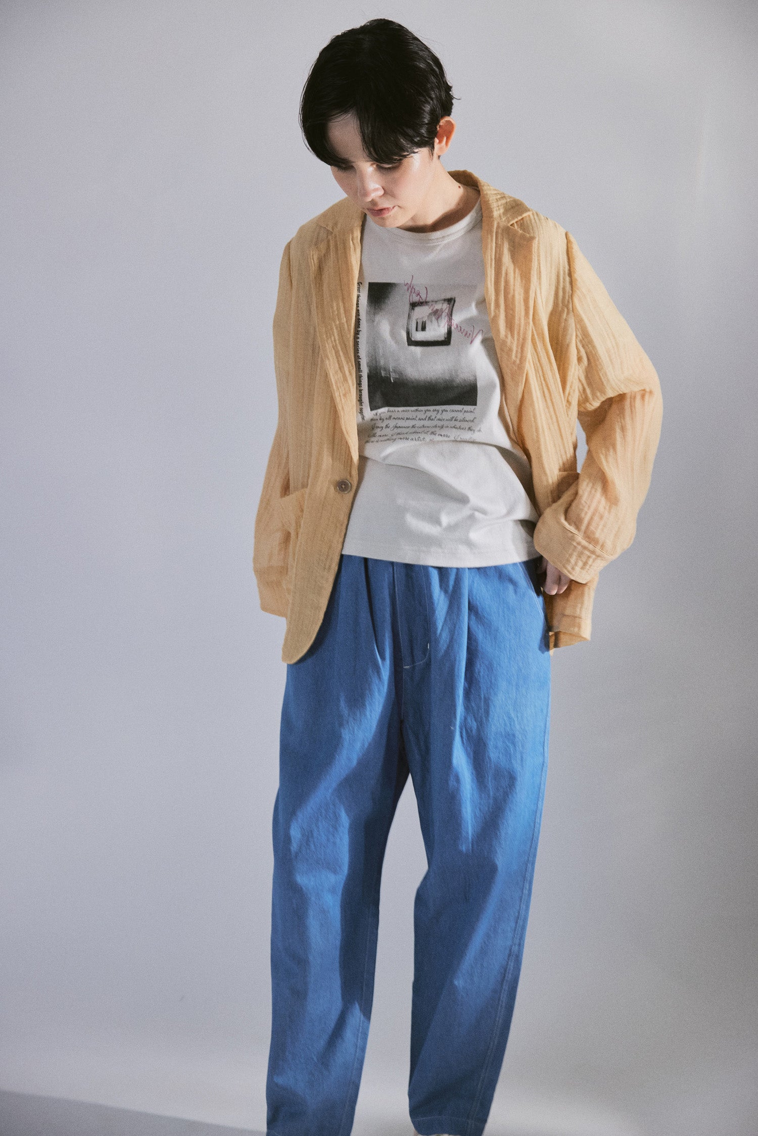 YARRA NEU　麻混シアーテーラードジャケット　NU-5627-454