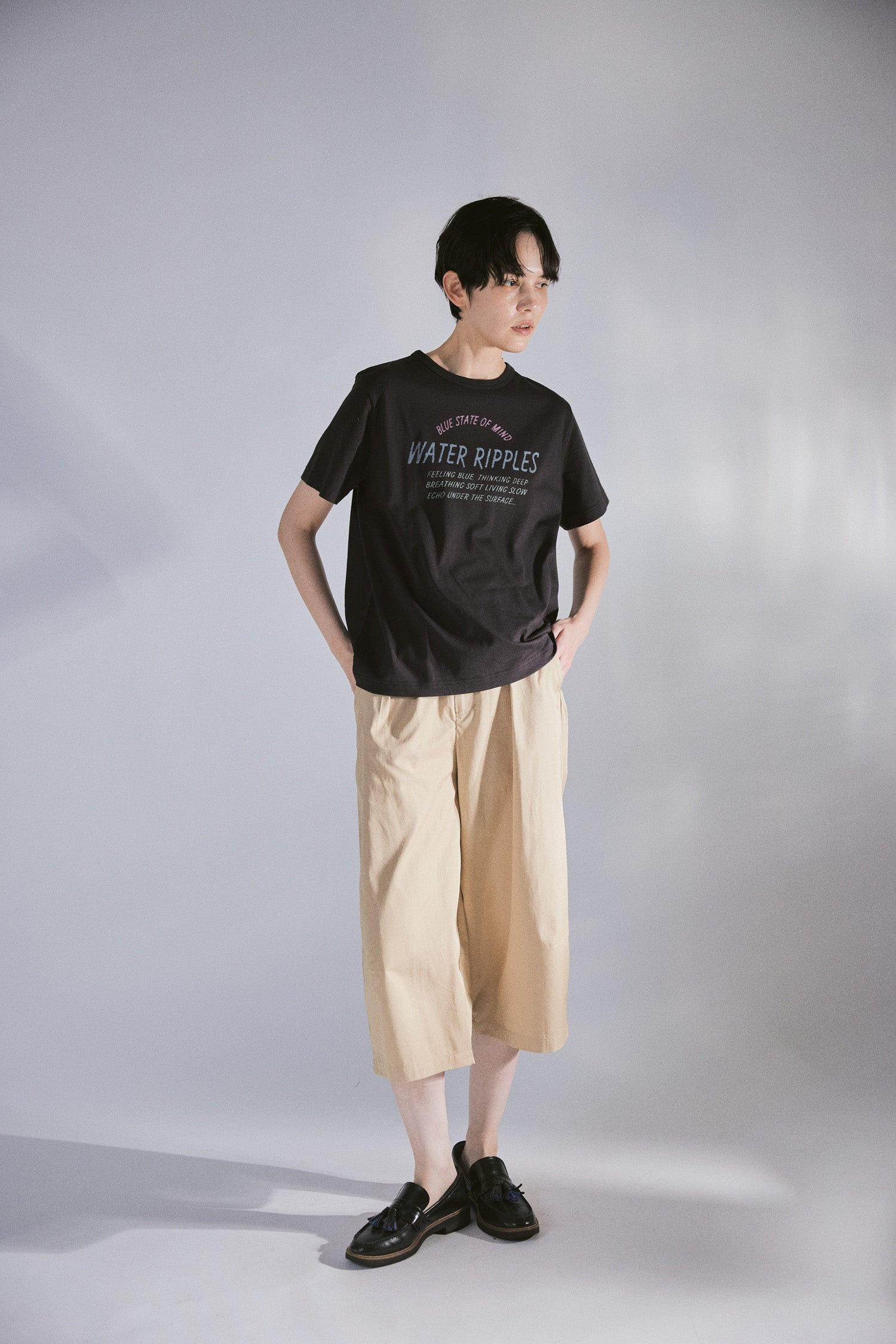YARRA NEU　WATER RIPPLEロゴプリントTシャツ　NU-5621-433