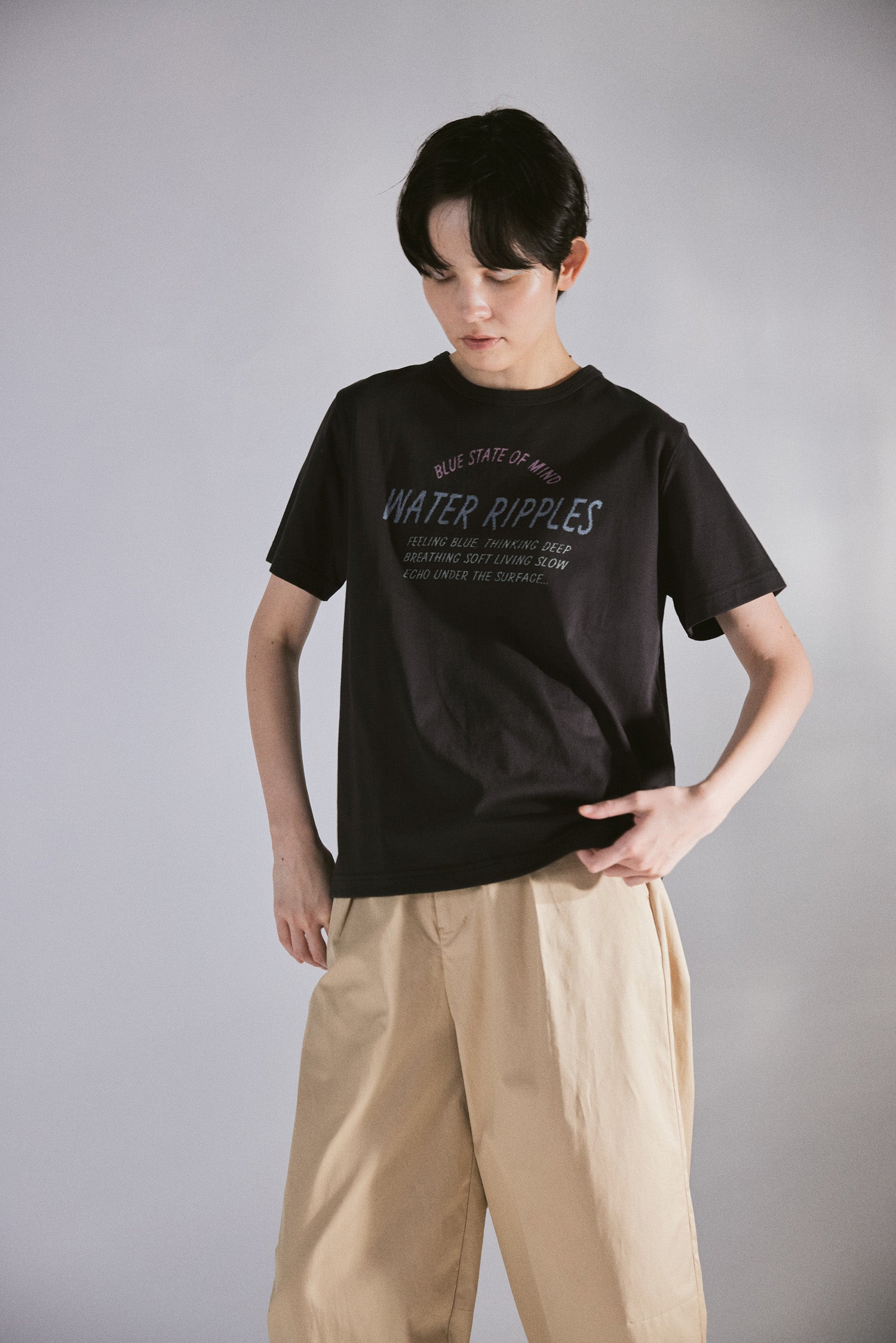 YARRA NEU　WATER RIPPLEロゴプリントTシャツ　NU-5621-433