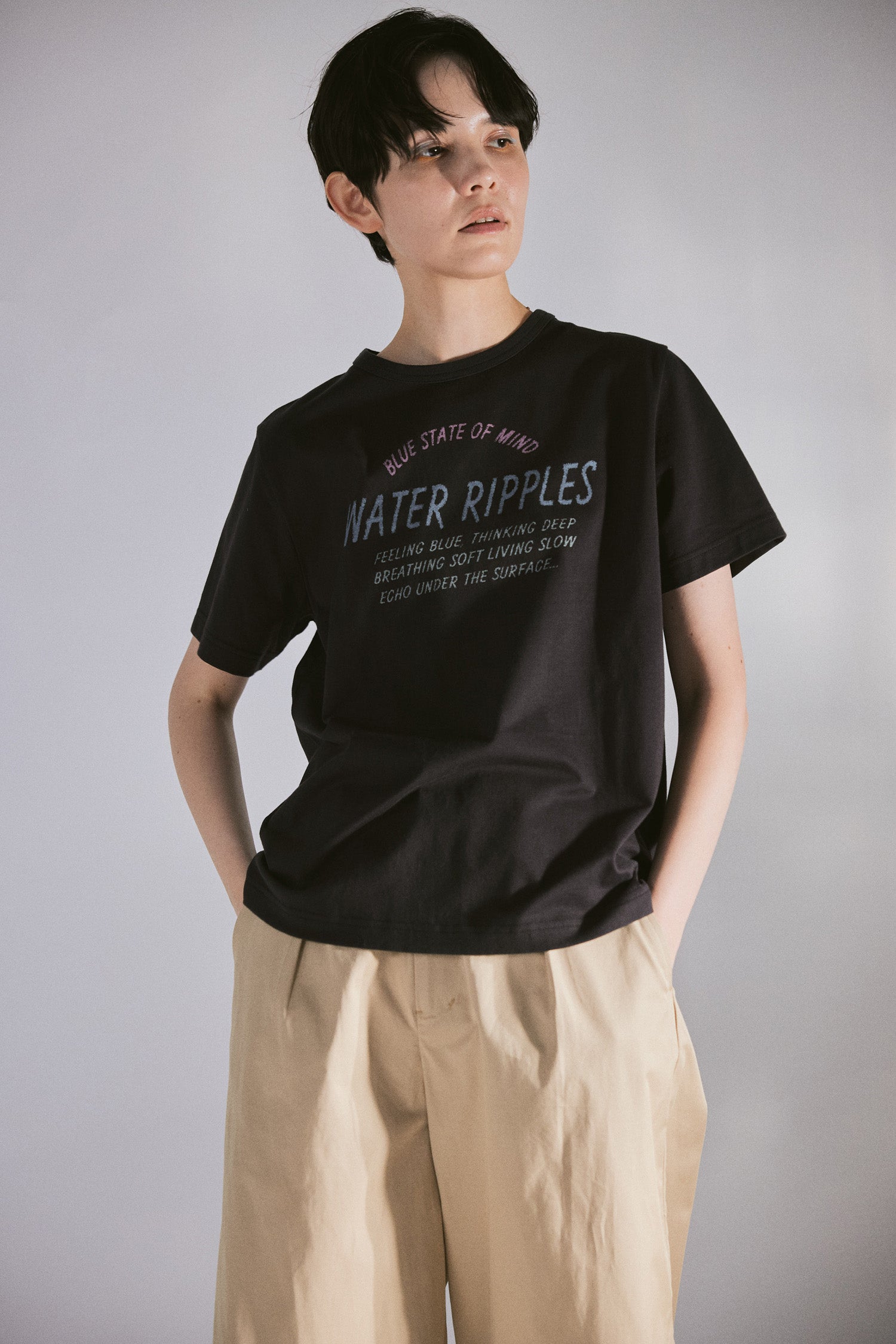 YARRA NEU　WATER RIPPLEロゴプリントTシャツ　NU-5621-433