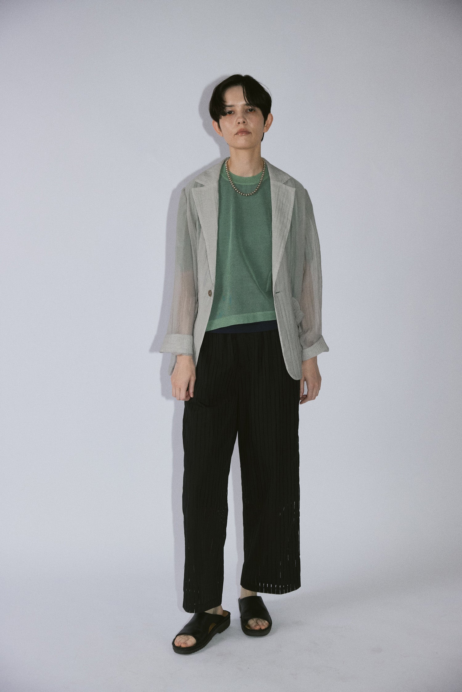 YARRA NEU　麻混シアーテーラードジャケット　NU-5627-454
