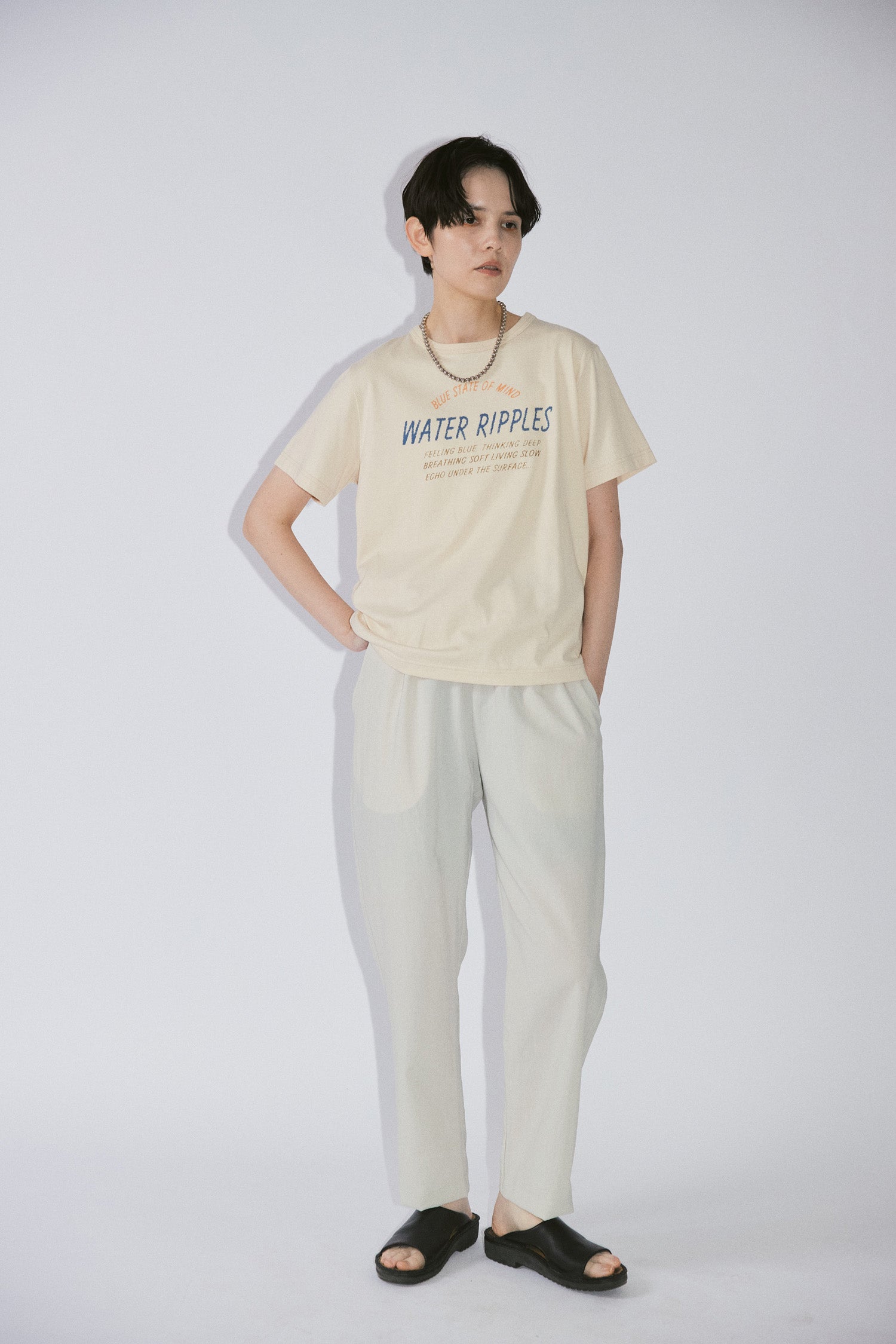 YARRA NEU　WATER RIPPLEロゴプリントTシャツ　NU-5621-433