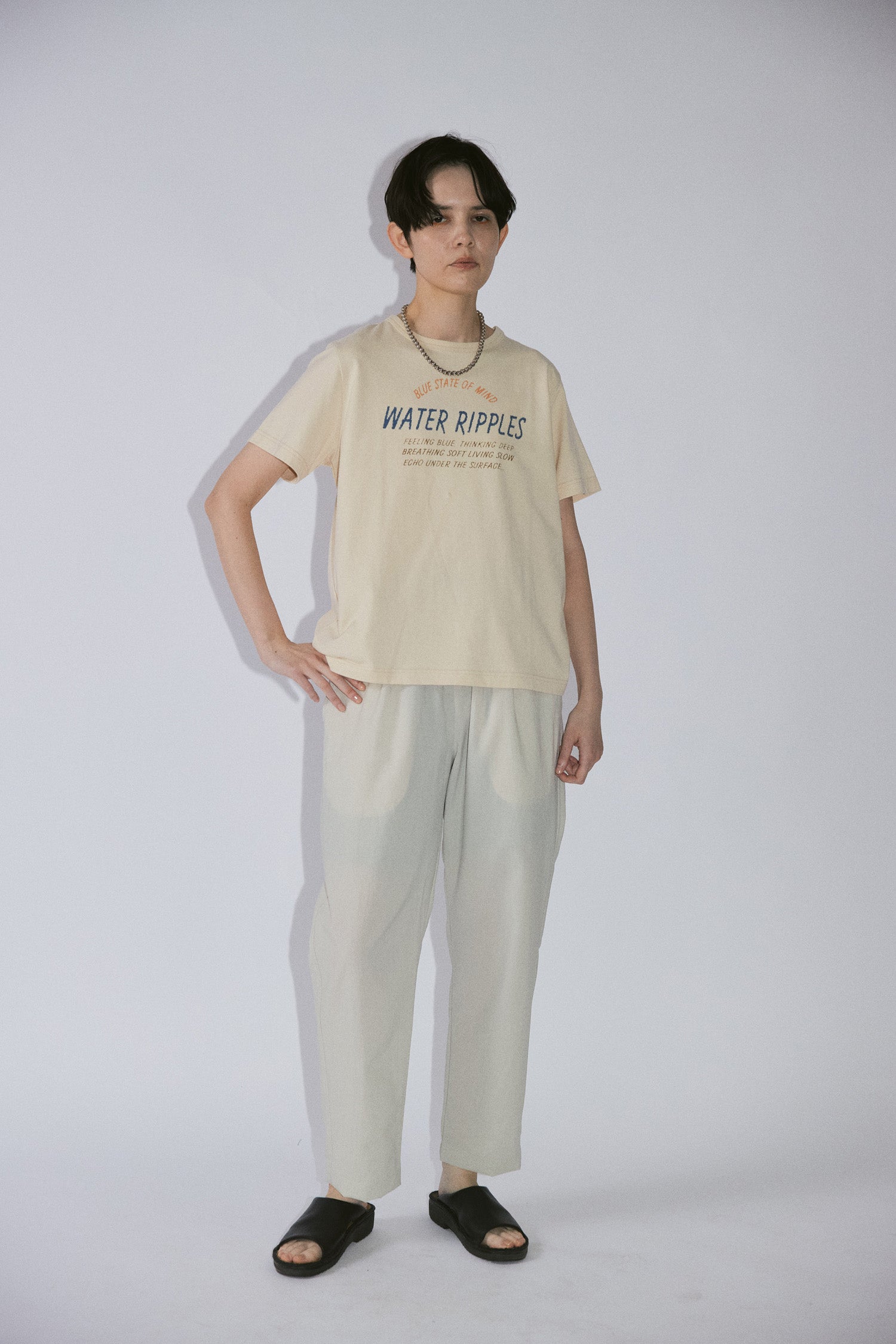 YARRA NEU　WATER RIPPLEロゴプリントTシャツ　NU-5621-433