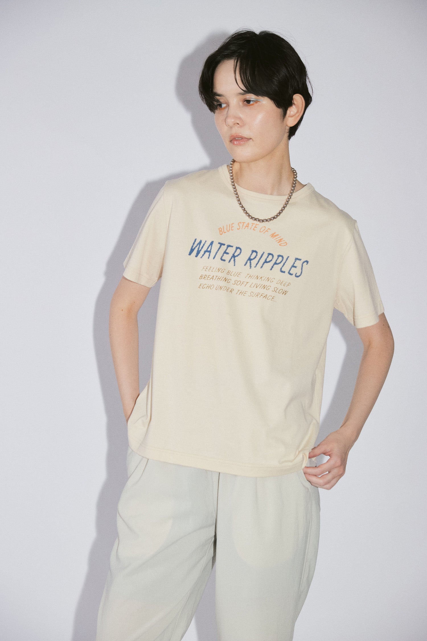 YARRA NEU　WATER RIPPLEロゴプリントTシャツ　NU-5621-433