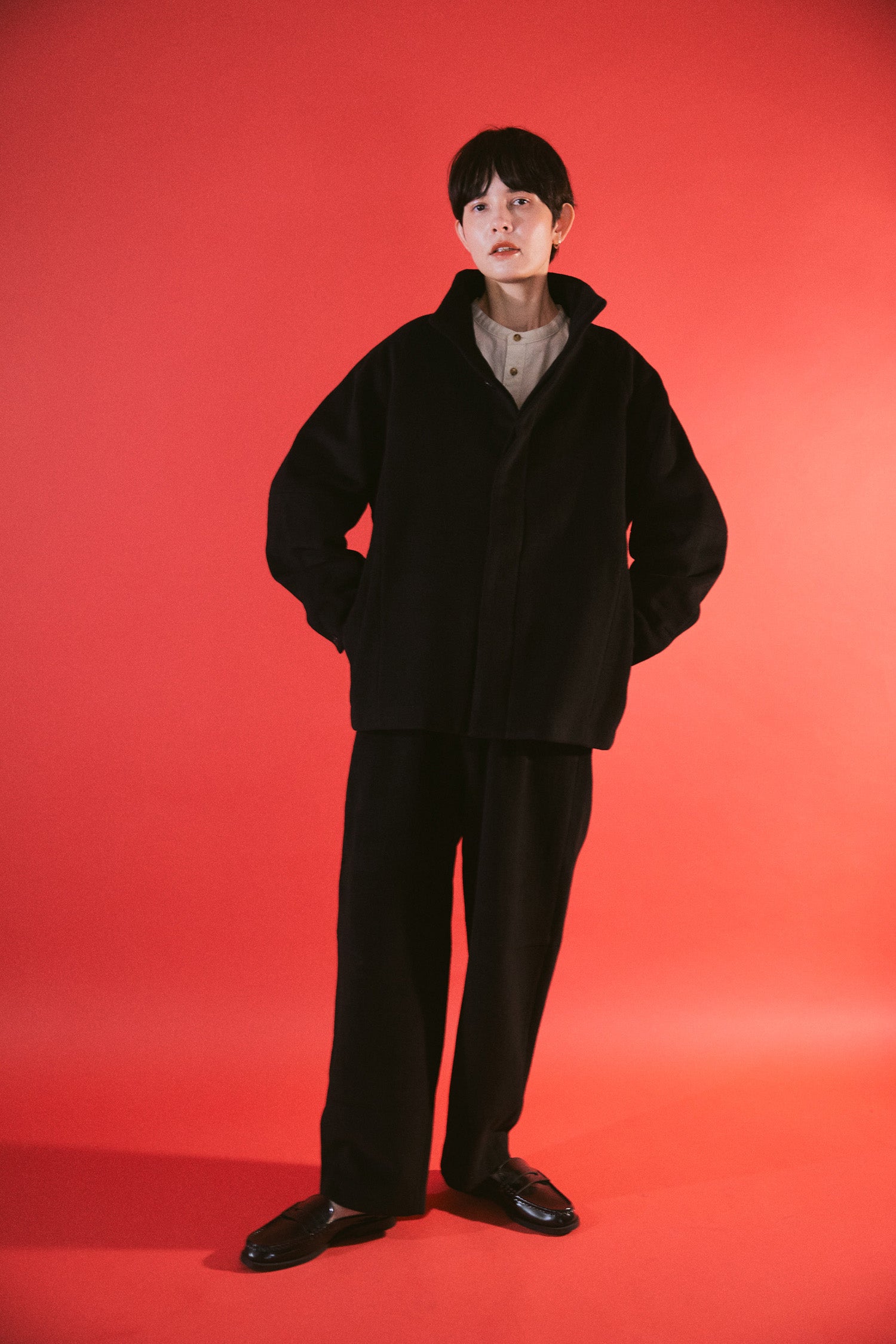 YARRA NEU　カシミヤ混ウールスタンドジャケット　NU-5557-428