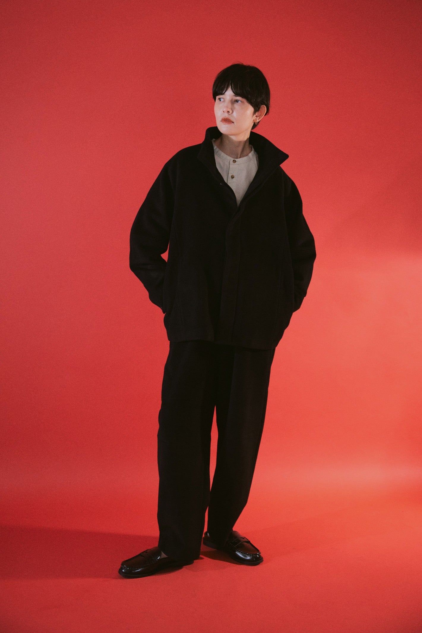 YARRA NEU　カシミヤ混ウールスタンドジャケット　NU-5557-428