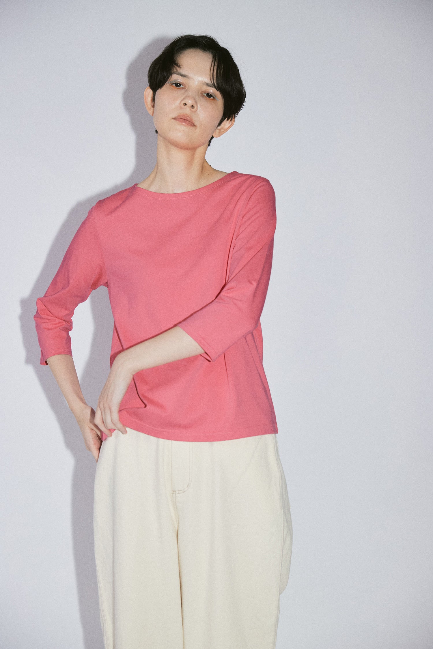 YARRA NEU　高機能コットン7分袖Tシャツ（無地）　NU-5611-403