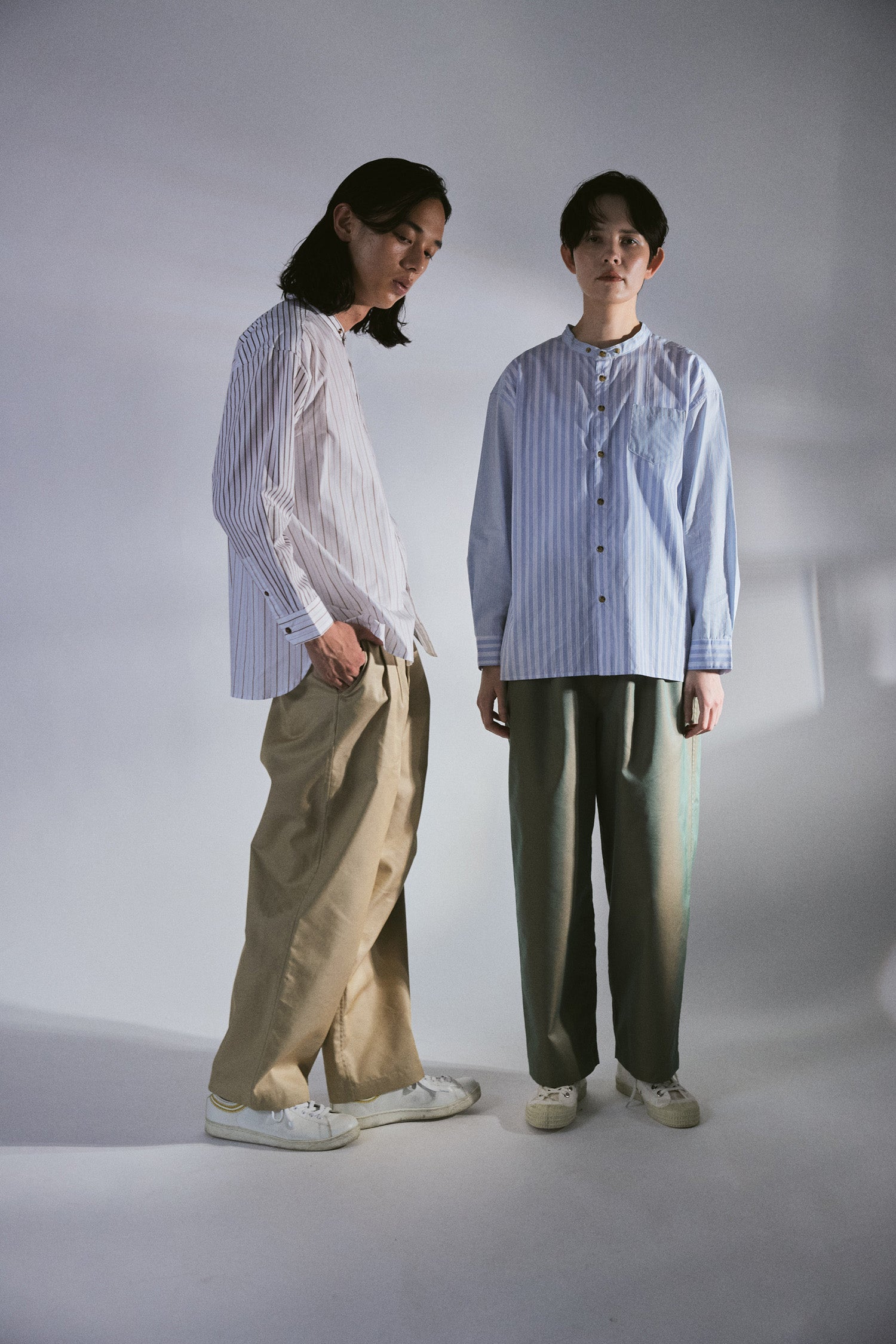 YARRA NEU　SIDGRAS切り替えストライプシャツ　NU-5613-414