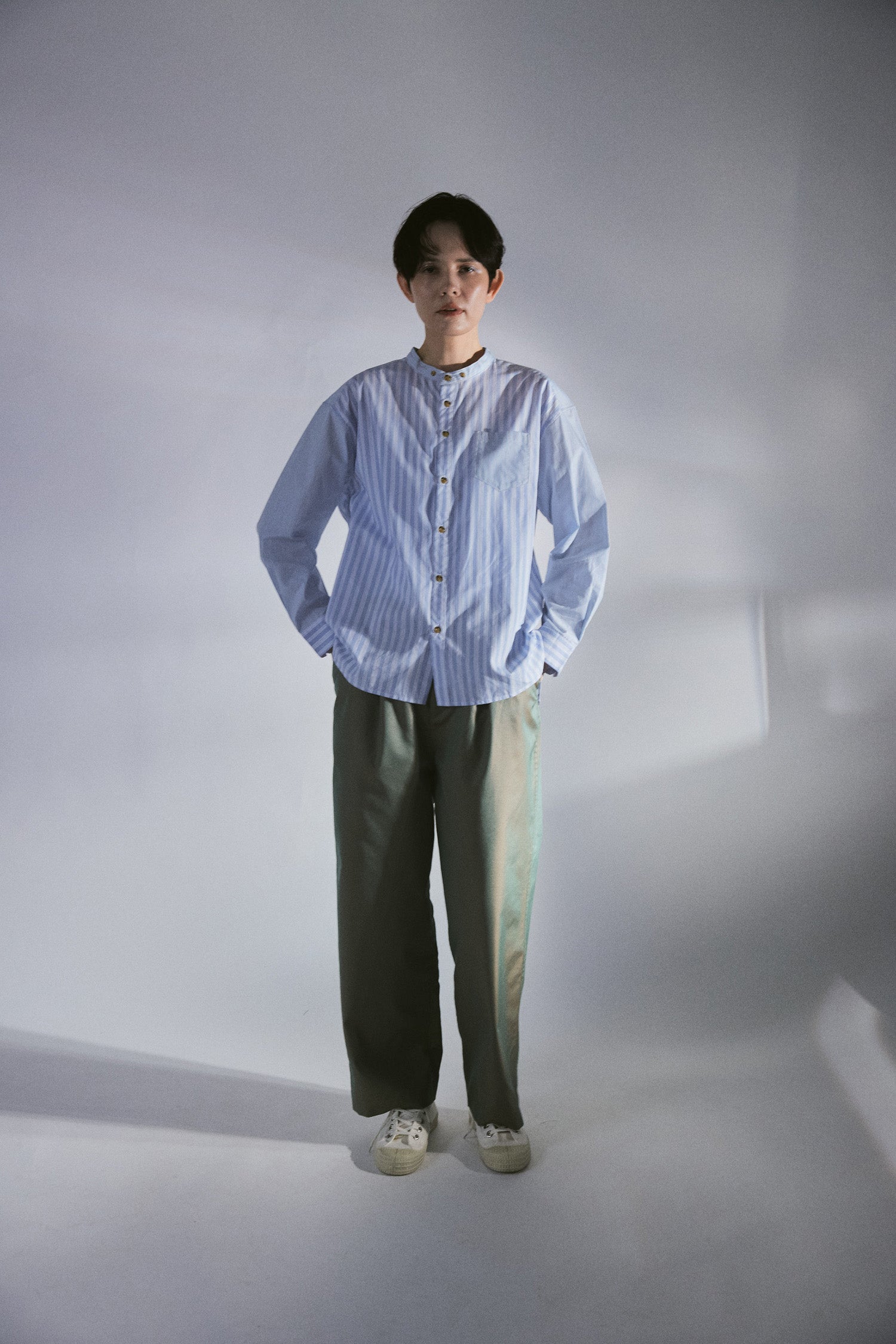 YARRA NEU　C/Tシャンブレーギャバパンツ　NU-5615-421