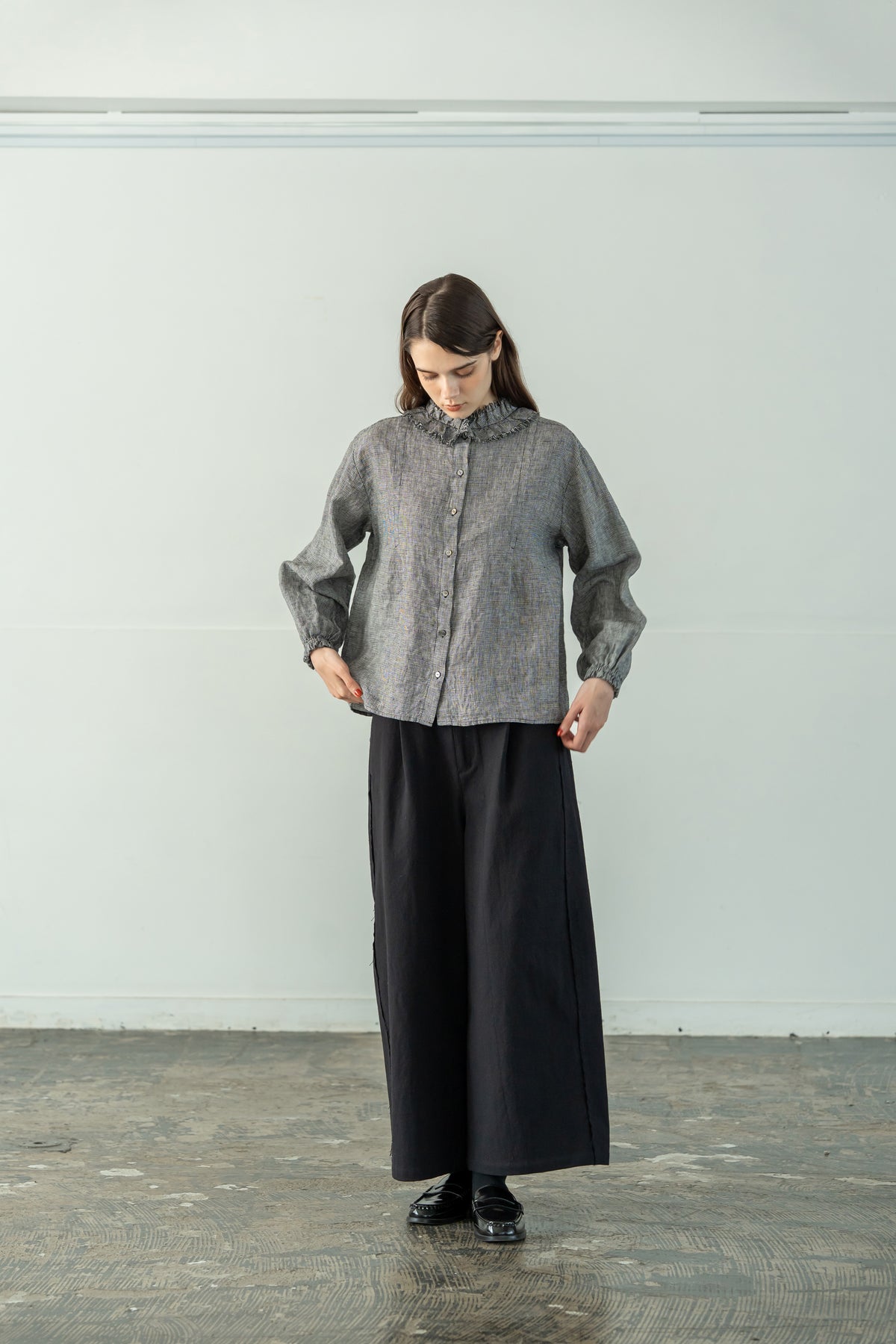 YARRA　綿ツイルカットオフワイドパンツ　YR-1655-252