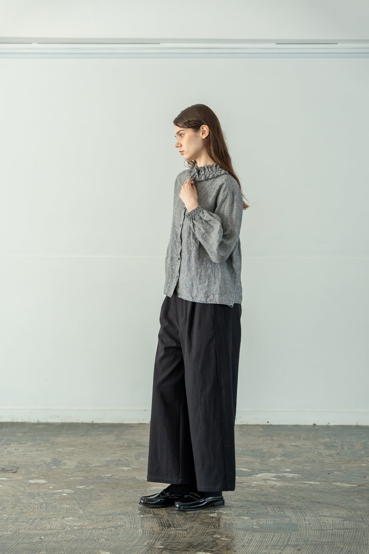YARRA　綿ツイルカットオフワイドパンツ　YR-1655-252