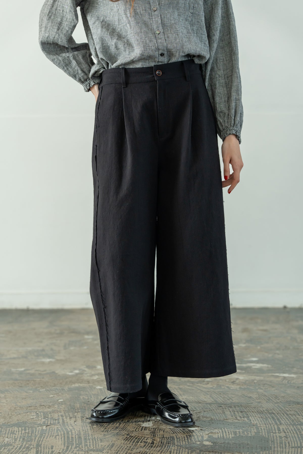 YARRA　綿ツイルカットオフワイドパンツ　YR-1655-252
