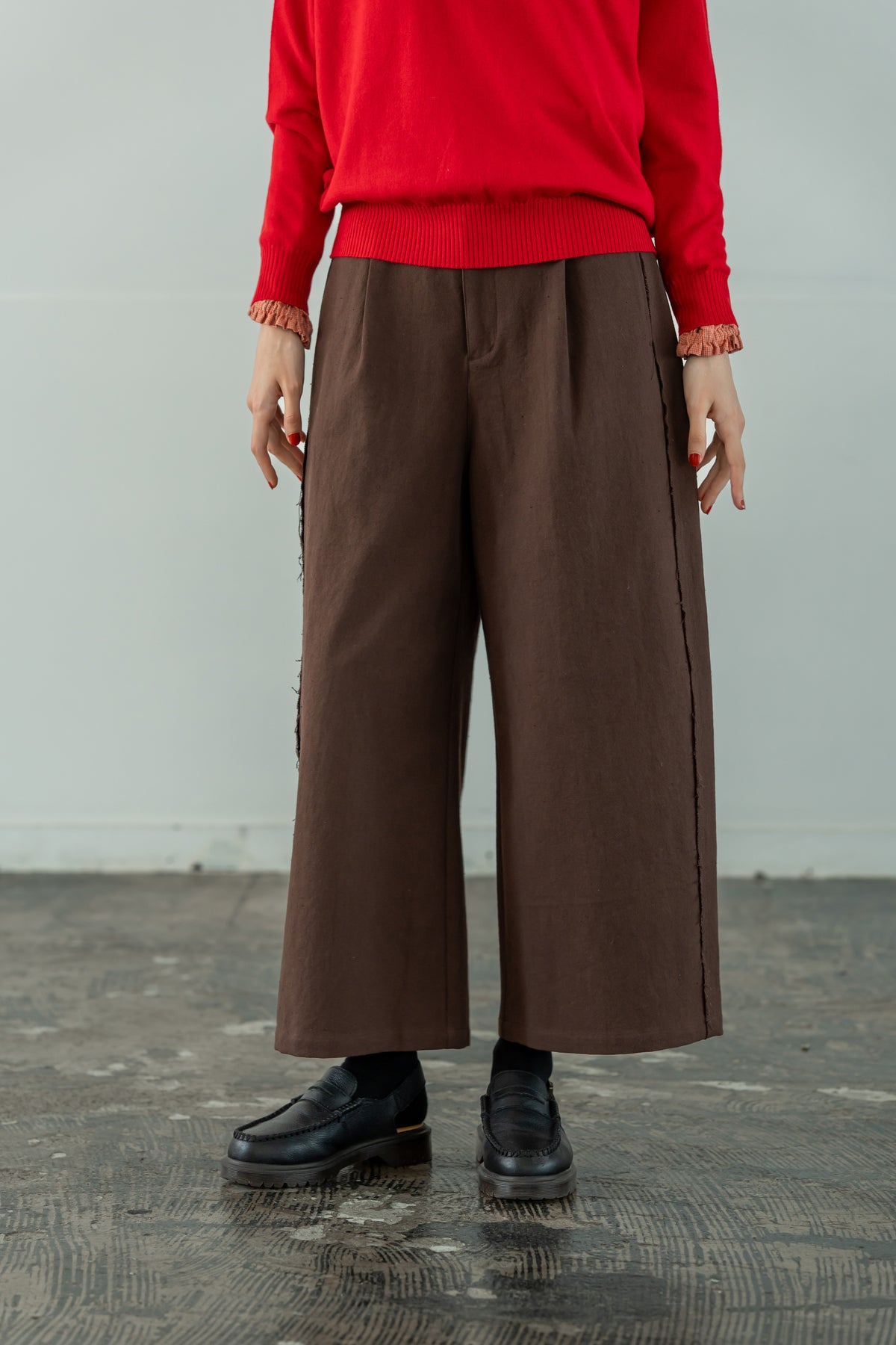 YARRA　綿ツイルカットオフワイドパンツ　YR-1655-252