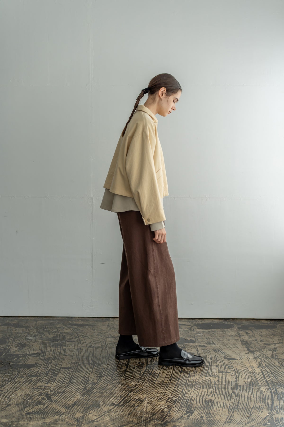 YARRA　綿ツイルカットオフワイドパンツ　YR-1655-252