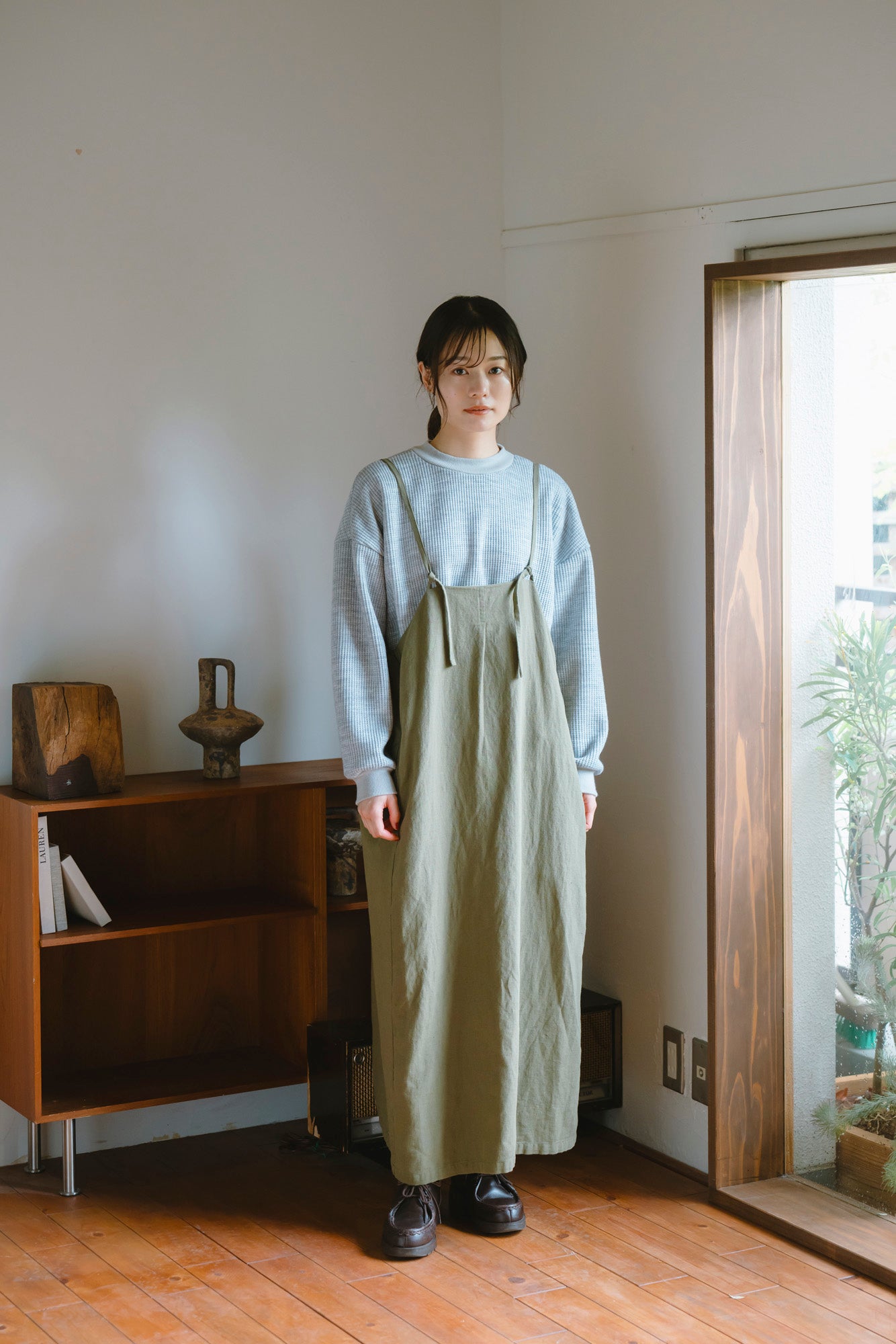 YARRA 綿麻ドロストデザインジャンパースカート YR-1554-258