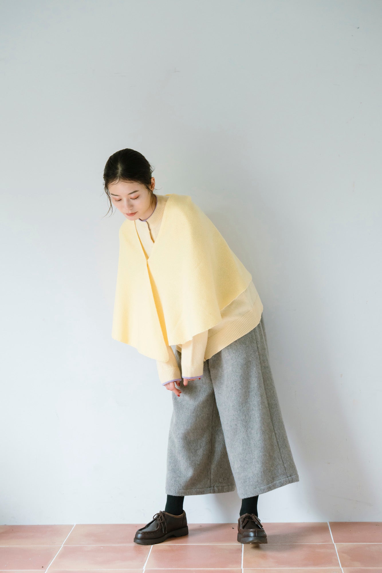 YARRA　ラムウール配色ニットカーディガン　YR-1552-273