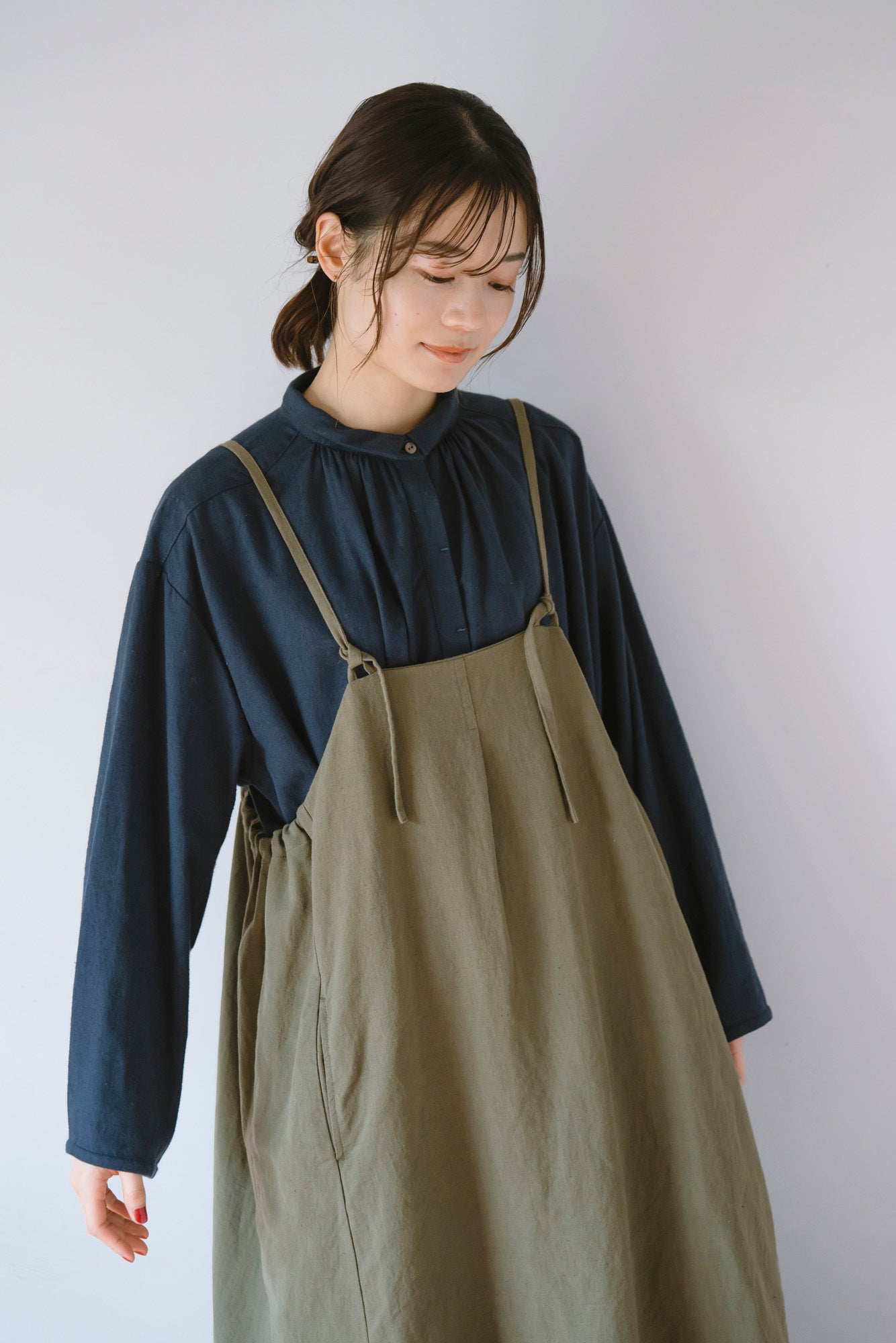 YARRA 綿麻ドロストデザインジャンパースカート YR-1554-258