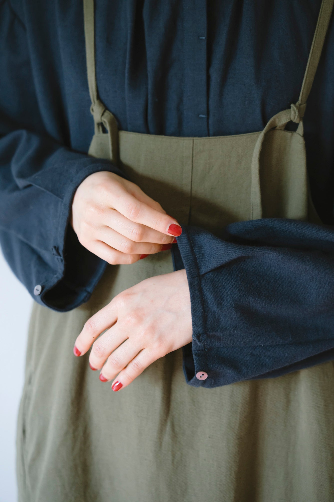 YARRA　オリジナルツイルちび衿ギャザーワンピース　YR-1554-249