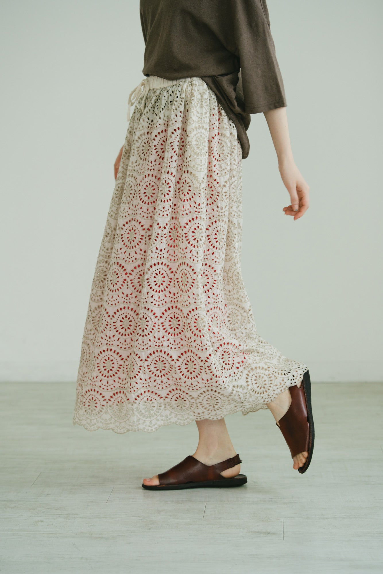 YARRA　INDIAペチ付き刺繍スカート　YR-1626-289