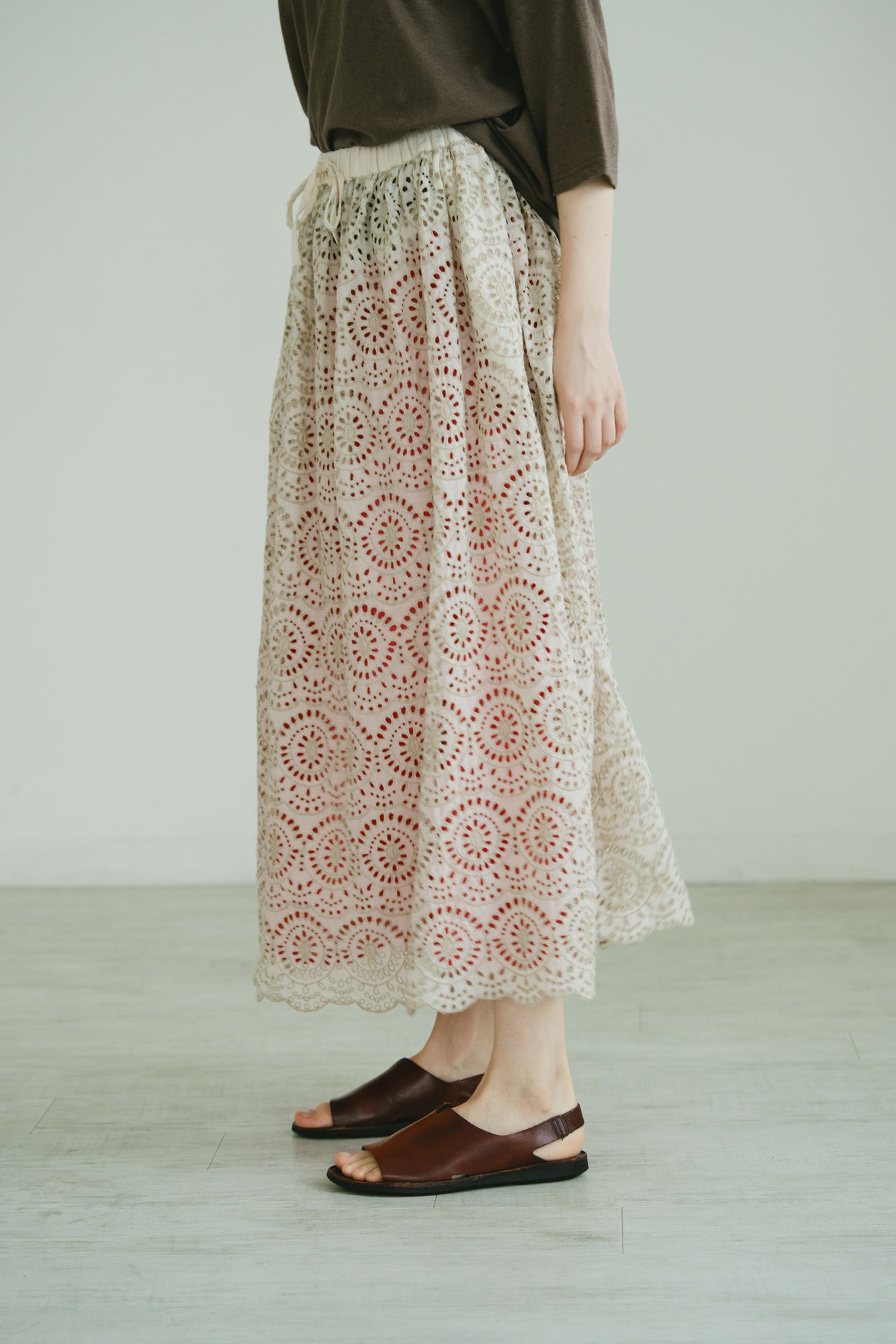 YARRA　INDIAペチ付き刺繍スカート　YR-1626-289