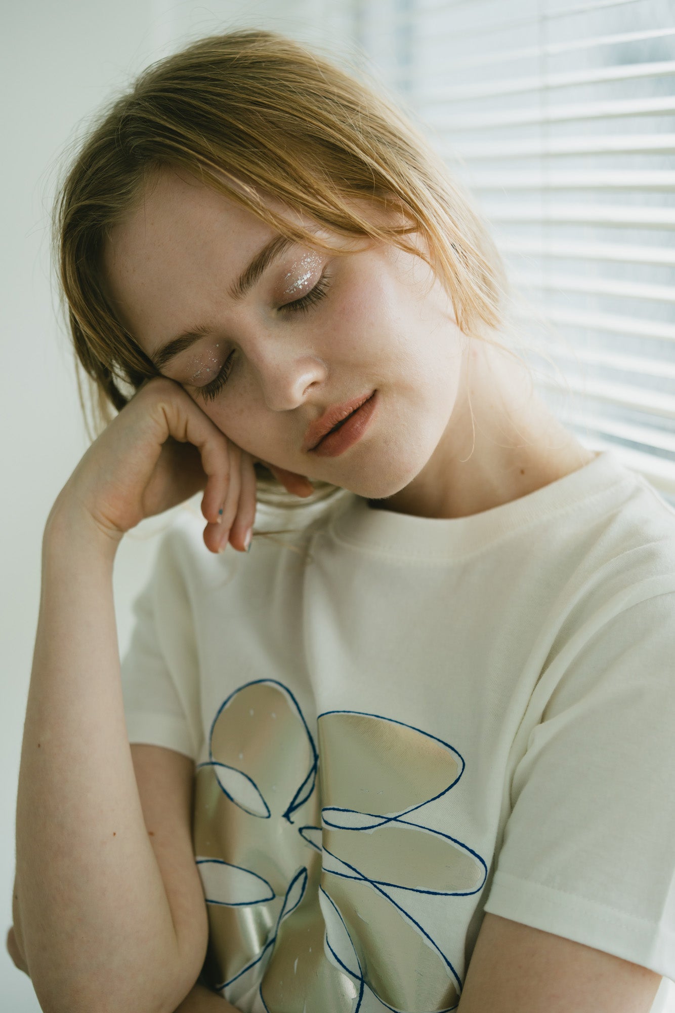 YARRA　フラワー箔Tシャツ　YR-1621-254