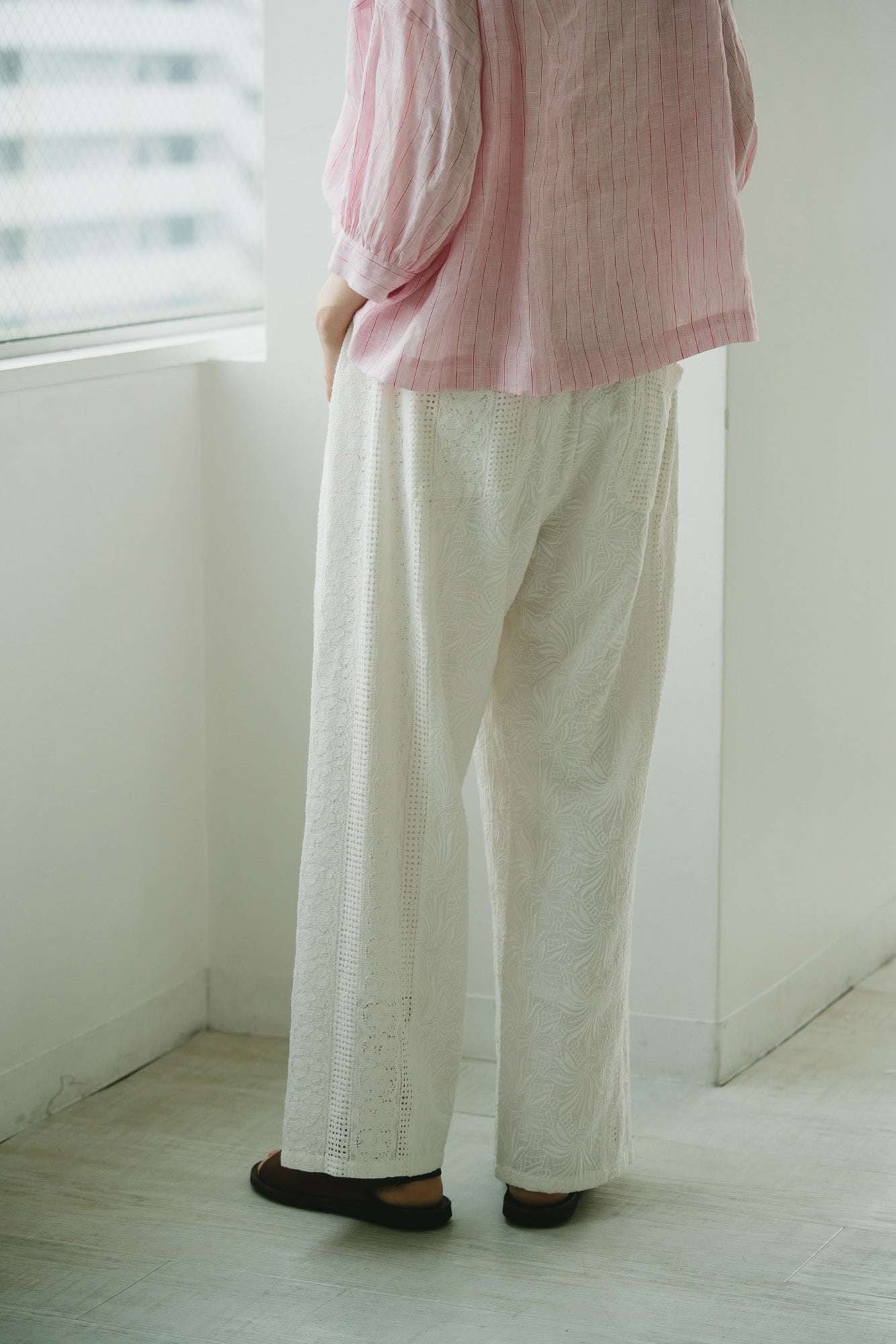 YARRA　INDIA刺繍切替ワイドパンツ　YR-1625-268