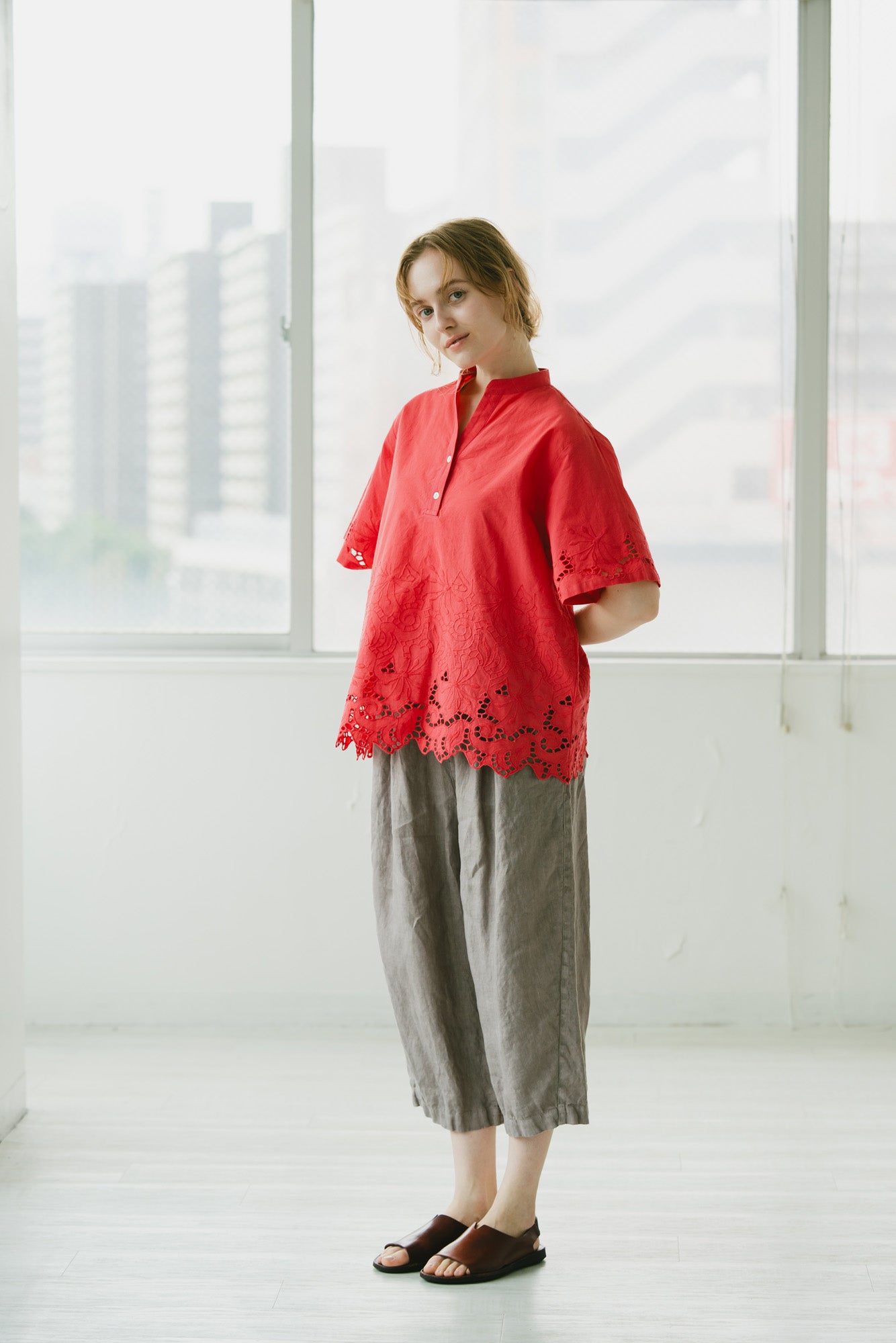 YARRA INDIAスカラップ刺繍ブラウス YR-1623-266
