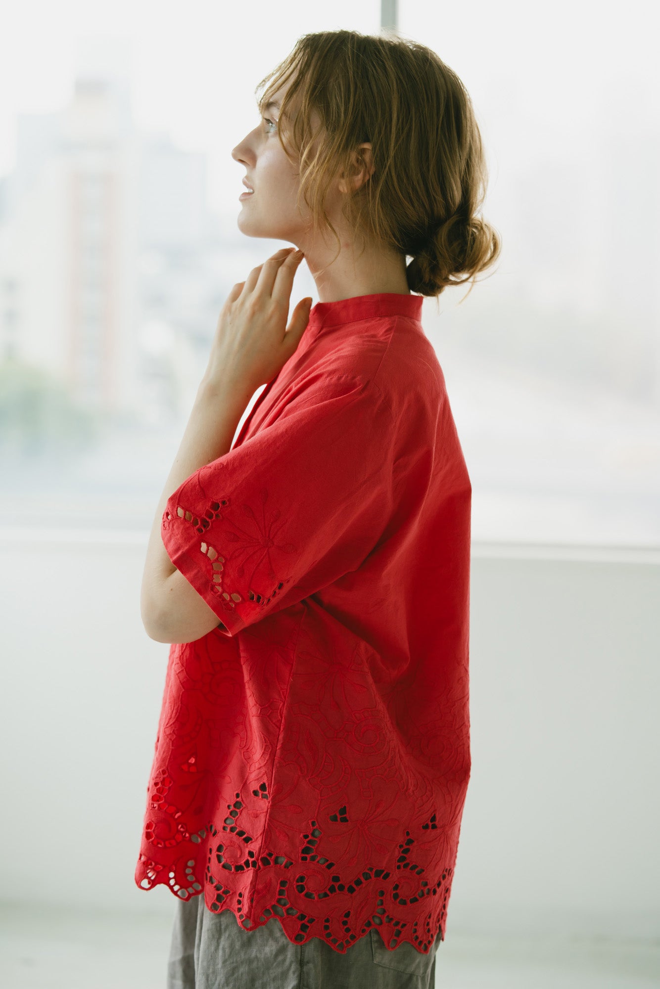 YARRA INDIAスカラップ刺繍ブラウス YR-1623-266