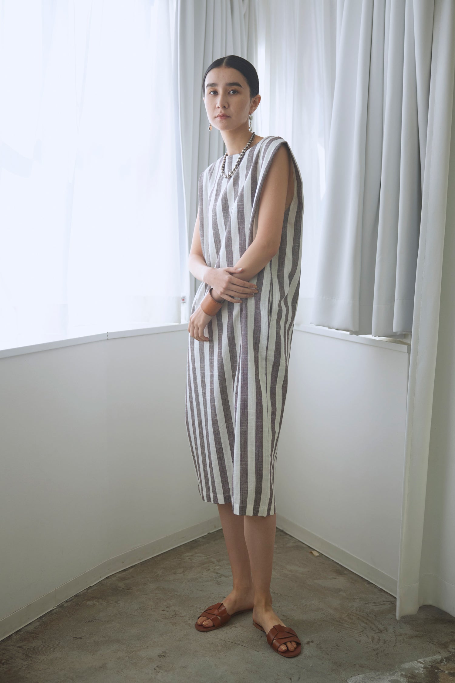 doux bleu　リネンコットンノースリーブワンピース　DB-2424-071