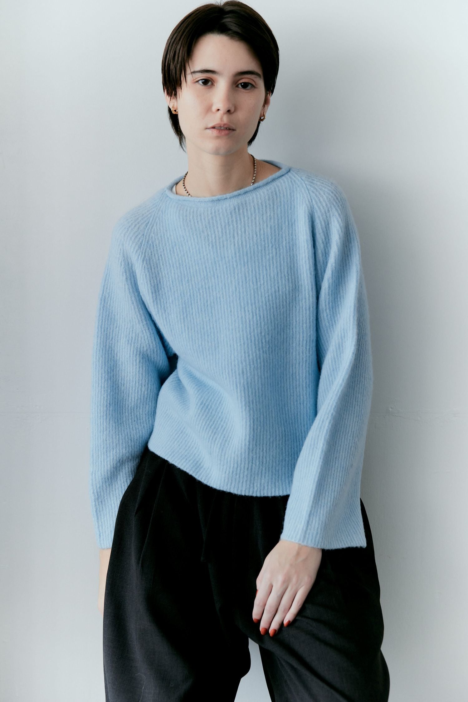 doux bleu　ラマ畦プルオーバー　DB-2552-055