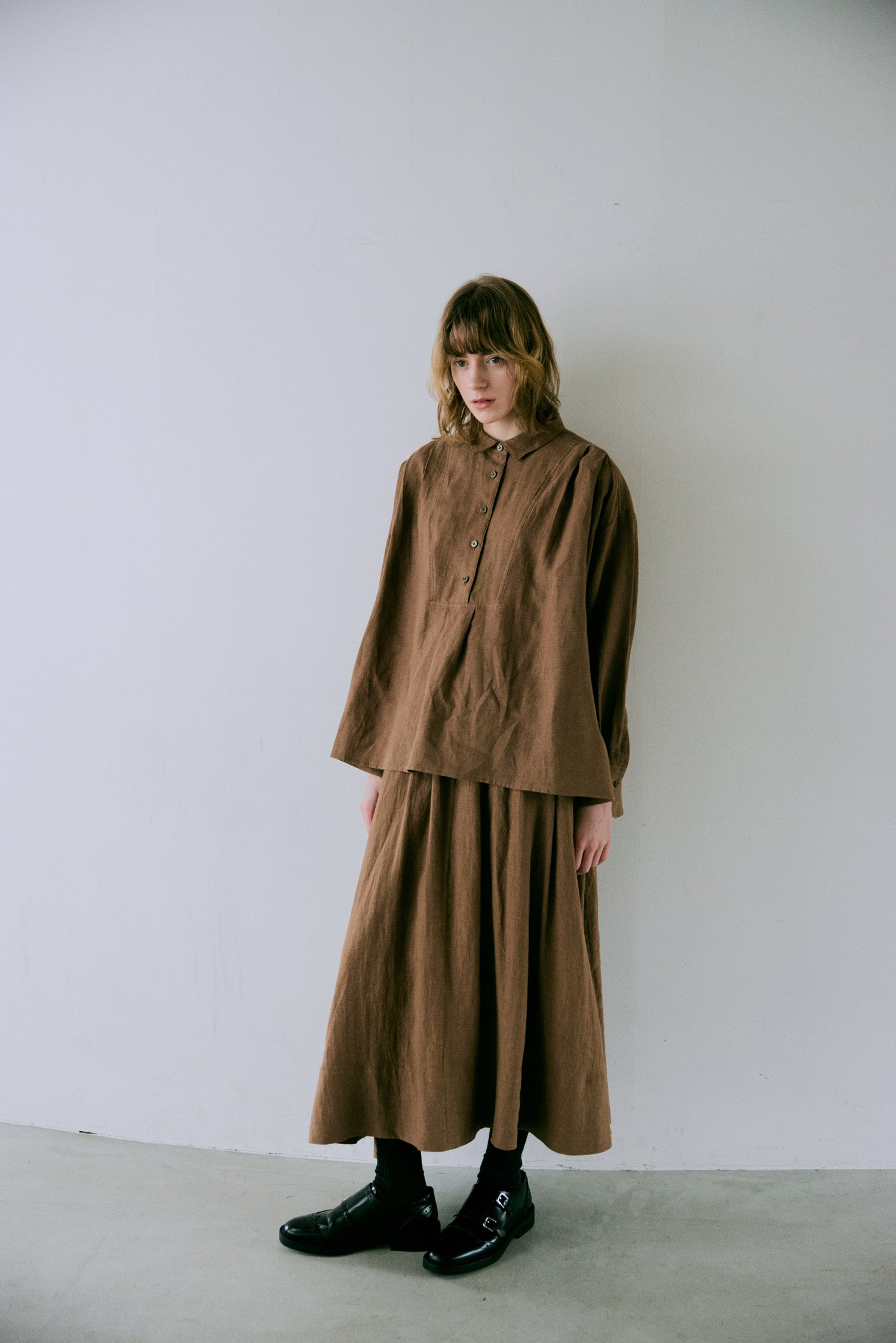 doux bleu　リネンヨーク ワイドプルオーバーブラウス　DB-2543-011