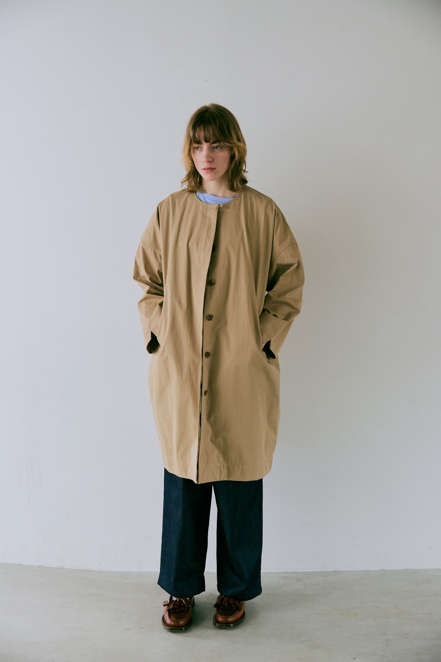 doux bleu　C/N ノーカラーコート　DB-2547-025