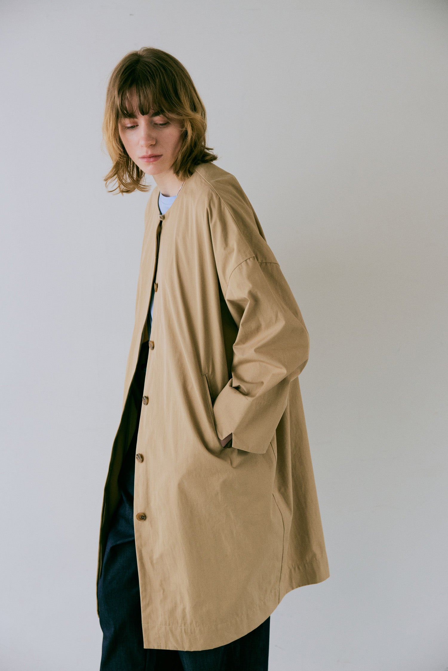 doux bleu　C/N ノーカラーコート　DB-2547-025