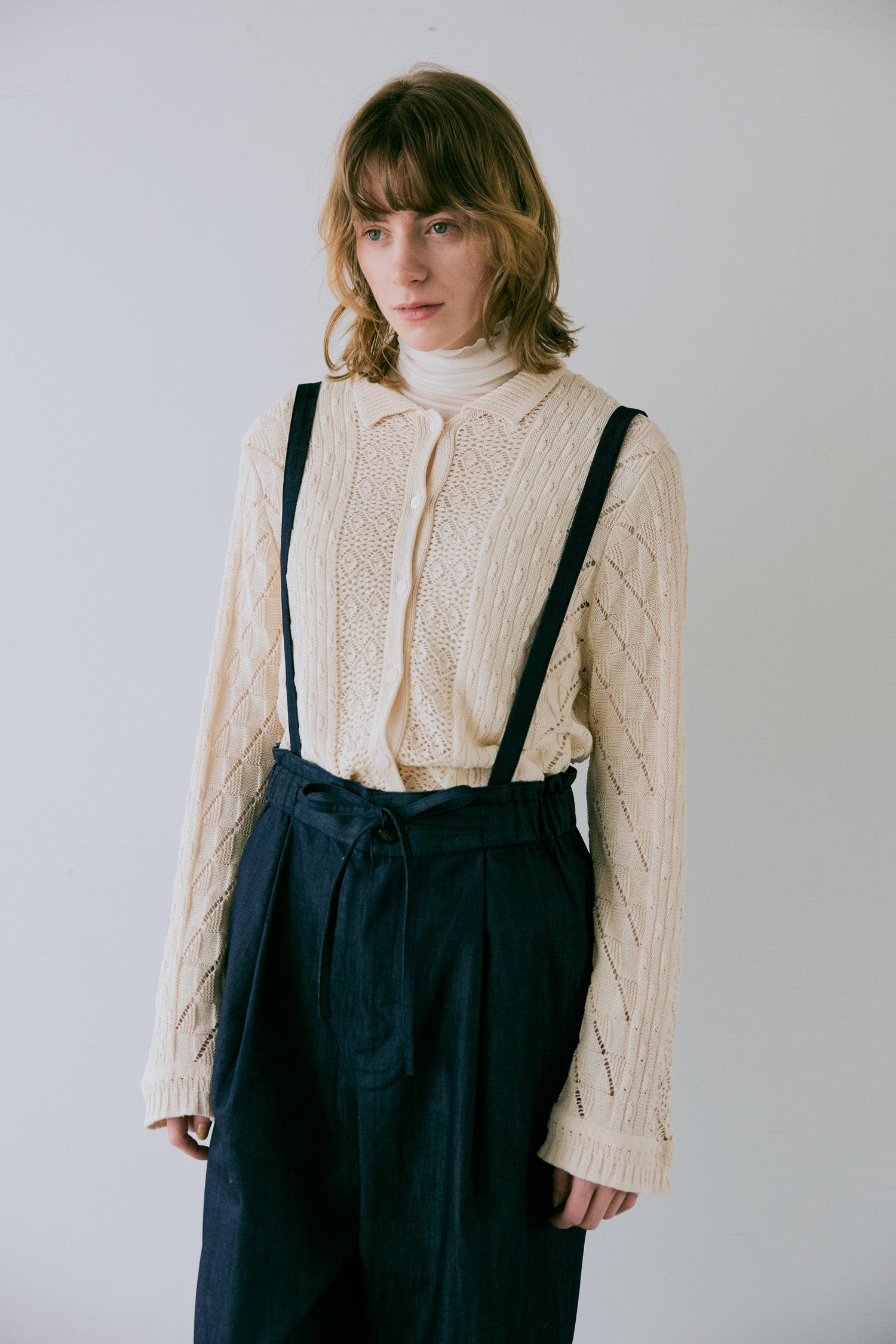 doux bleu　オープンワーク ニットシャツ　DB-2542-021